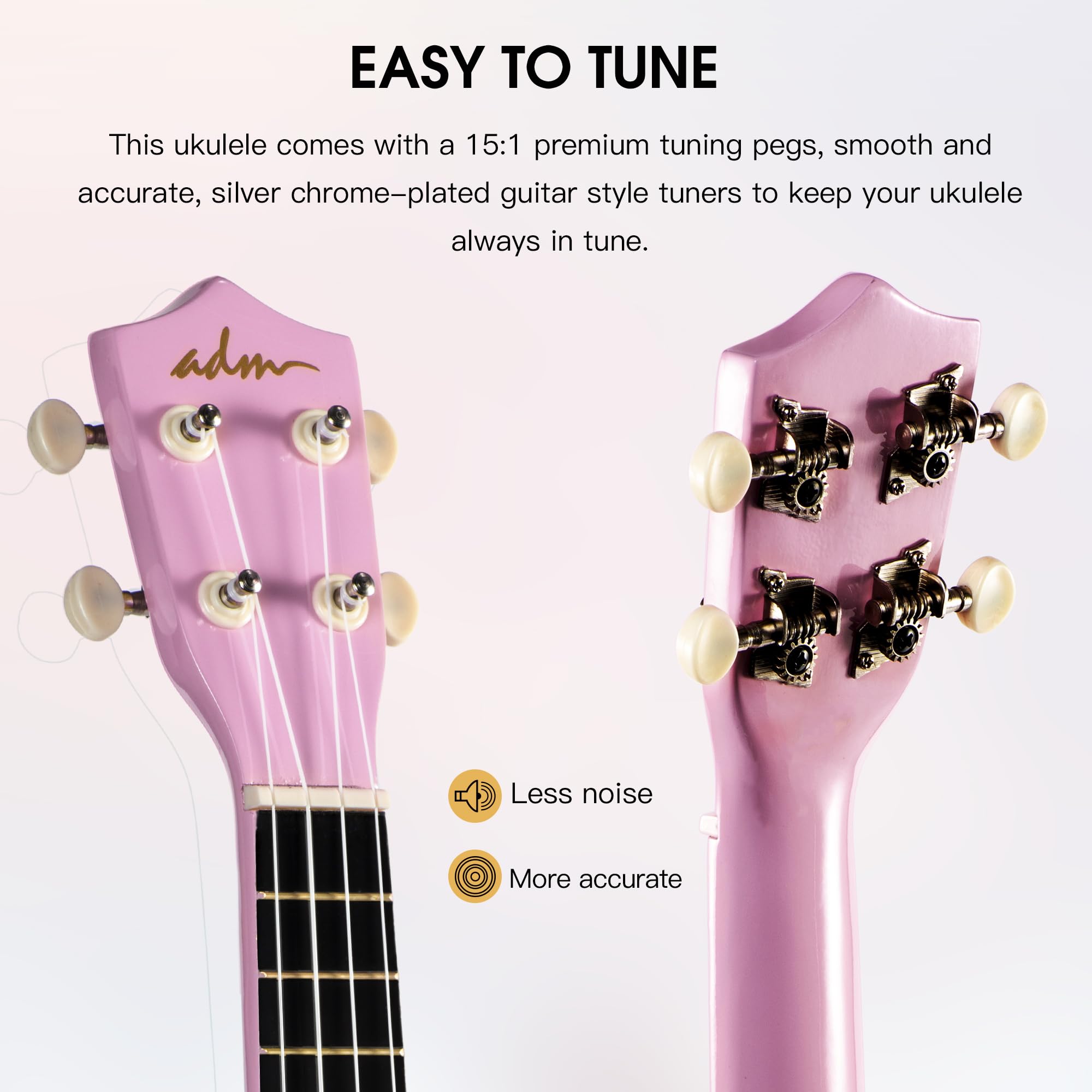 Foto 6 pulgar | Ukelele Adm Hawaiian Wood Soprano De 21 Pulgadas Con Kit Rosa - Venta Internacional.