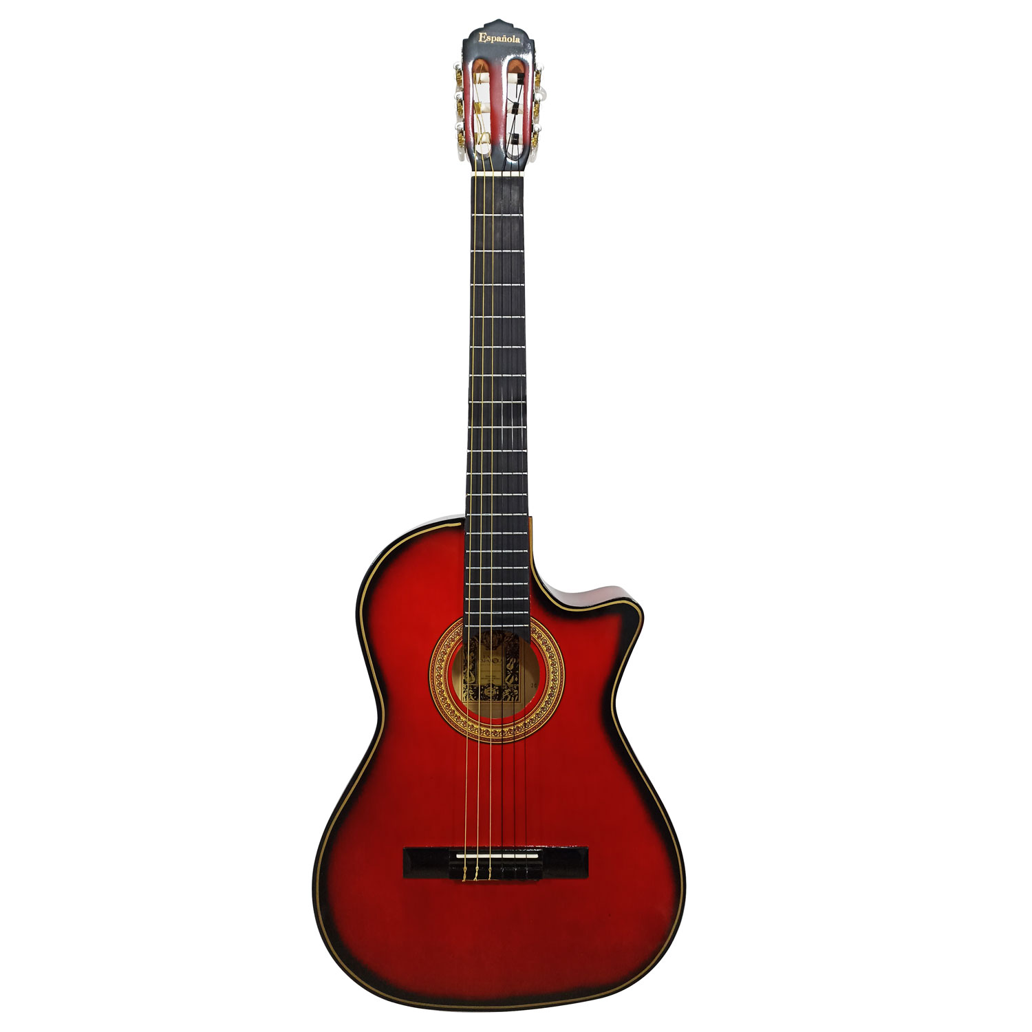 Foto 2 pulgar | Guitarra Clásica Acústica Española Roja Sombreada