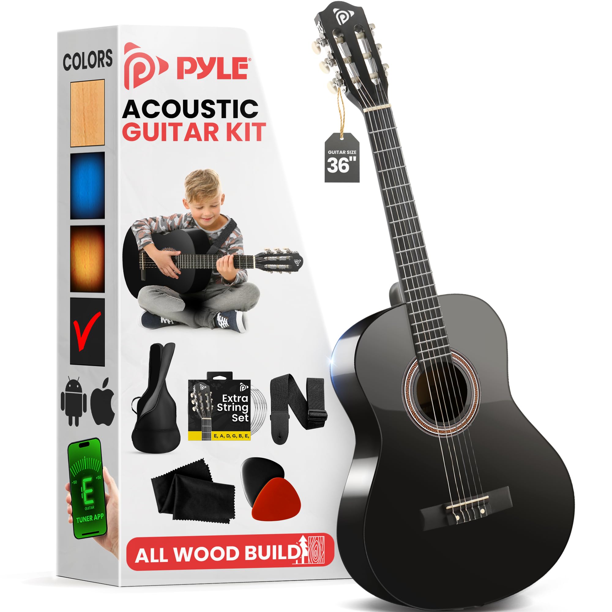 Foto 2 pulgar | Guitarra Acústica Pyle Beginner 3/4 Junior, Tamaño 36 Pulgadas, Color Negro - Venta Internacional.