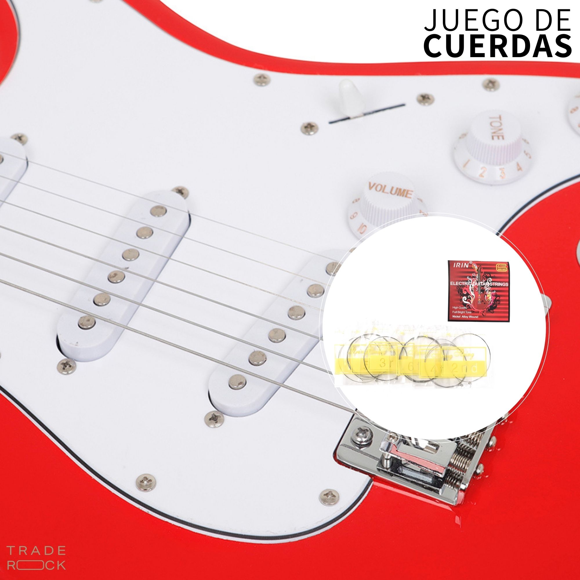 Foto 4 | Guitarra Eléctrica Trade Rock con Amplificador tipo Stratocaster y Accesorios Jm2623-red