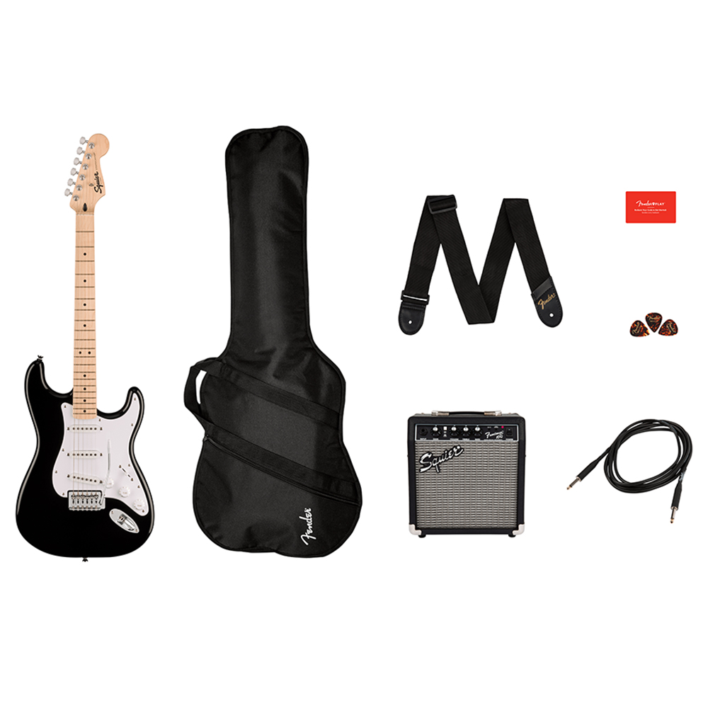 Paquete de Guitarra Eléctrica Fender Squier Sonic Stratocast Bk