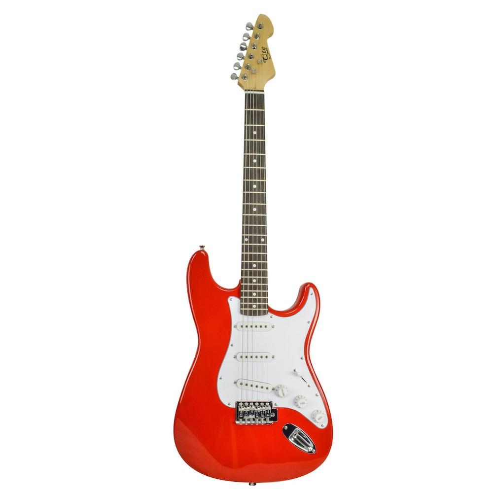 Guitarra Electrica Roja Con Blanco Qte Sss