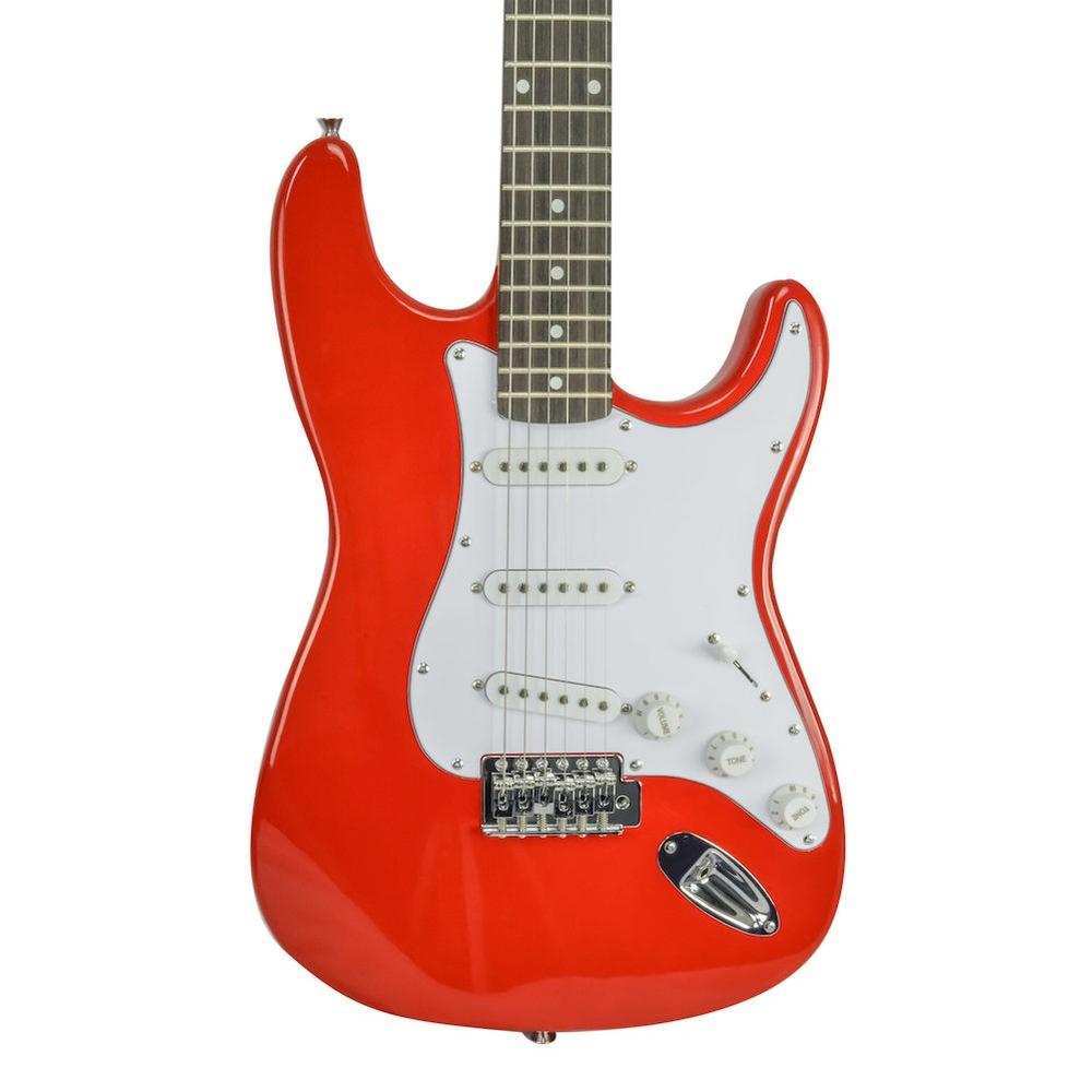 Foto 4 pulgar | Guitarra Electrica Roja Con Blanco Qte Sss