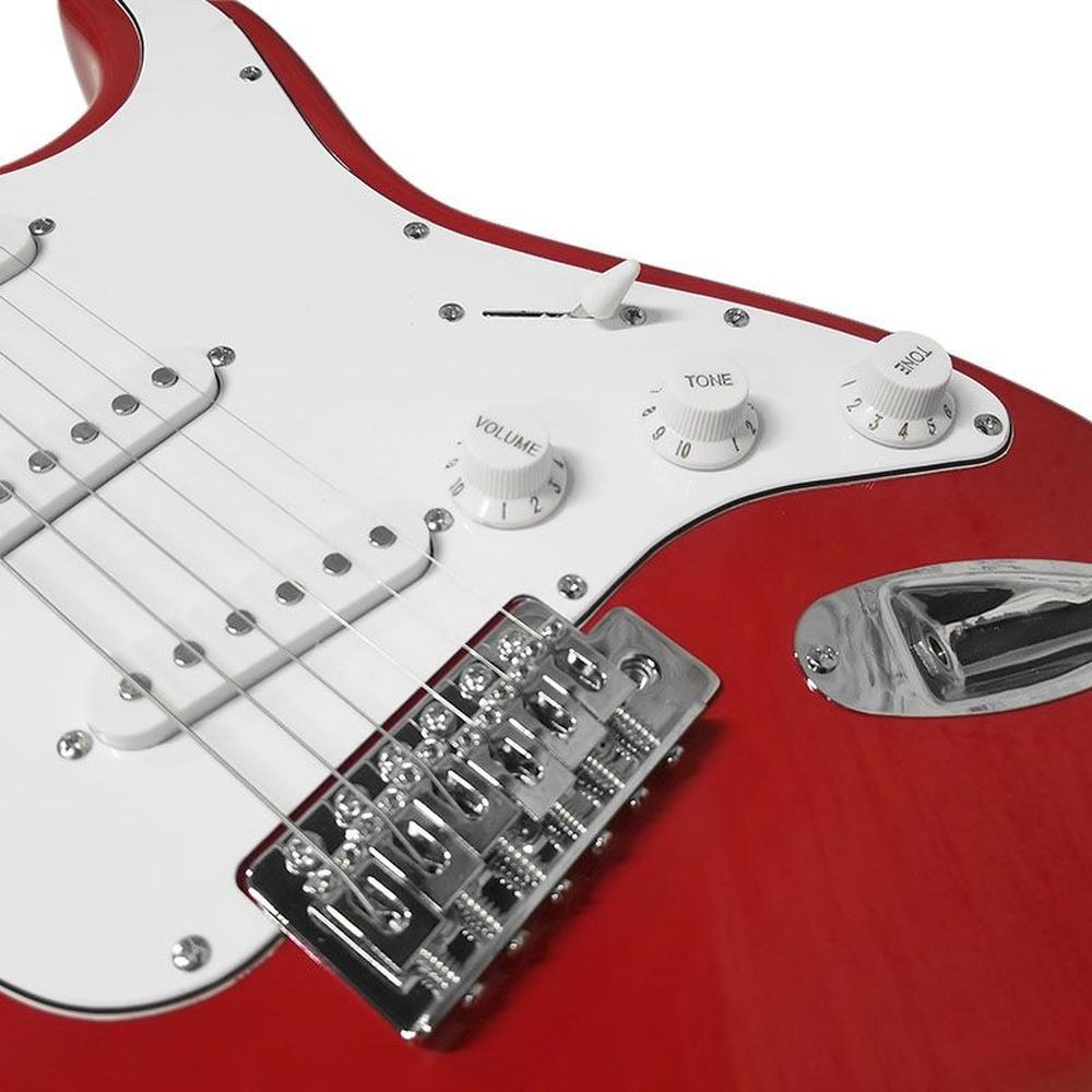 Foto 7 pulgar | Guitarra Electrica Roja Con Blanco Qte Sss