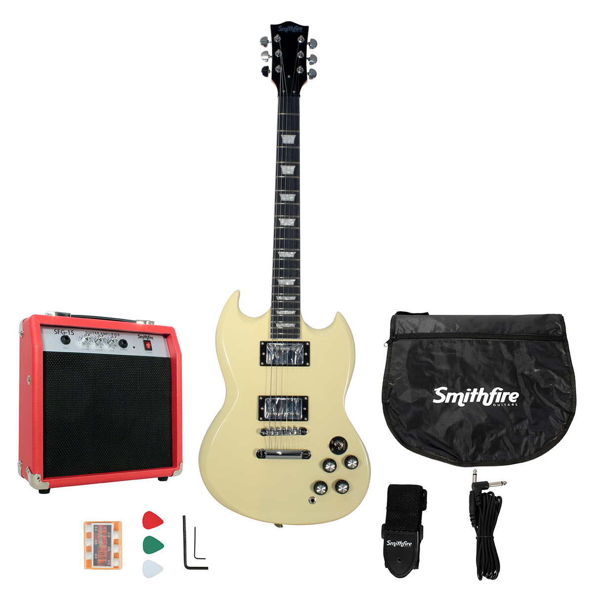 Foto 6 pulgar | Guitarra Eléctrica Amplificador Smithfire Sg310 Pack Whi Paq