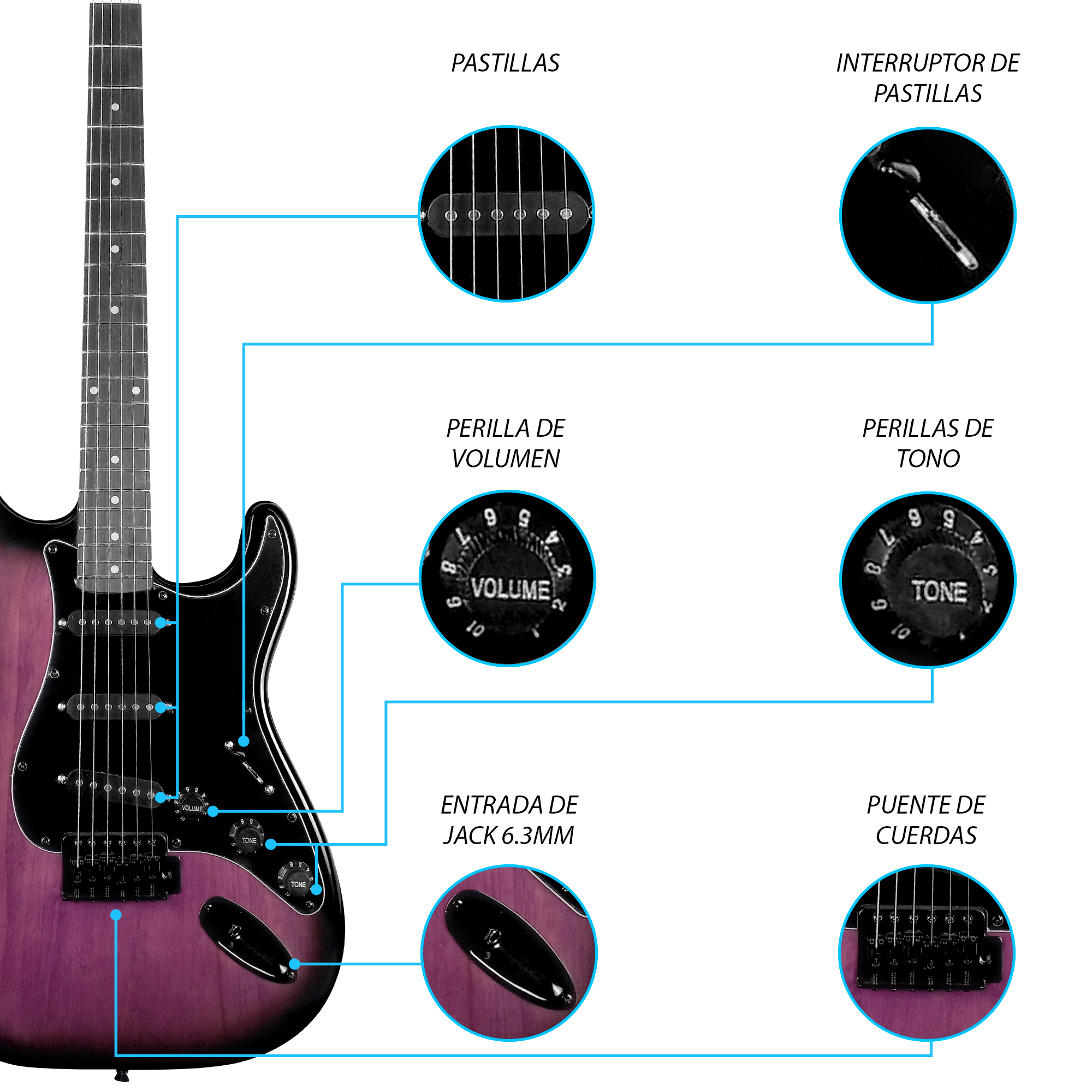 Foto 5 pulgar | Paquete Guitarra Eléctrica Jethro Series By Steelpro 024-sk Año 2023 Orientación De La Mano Diestro