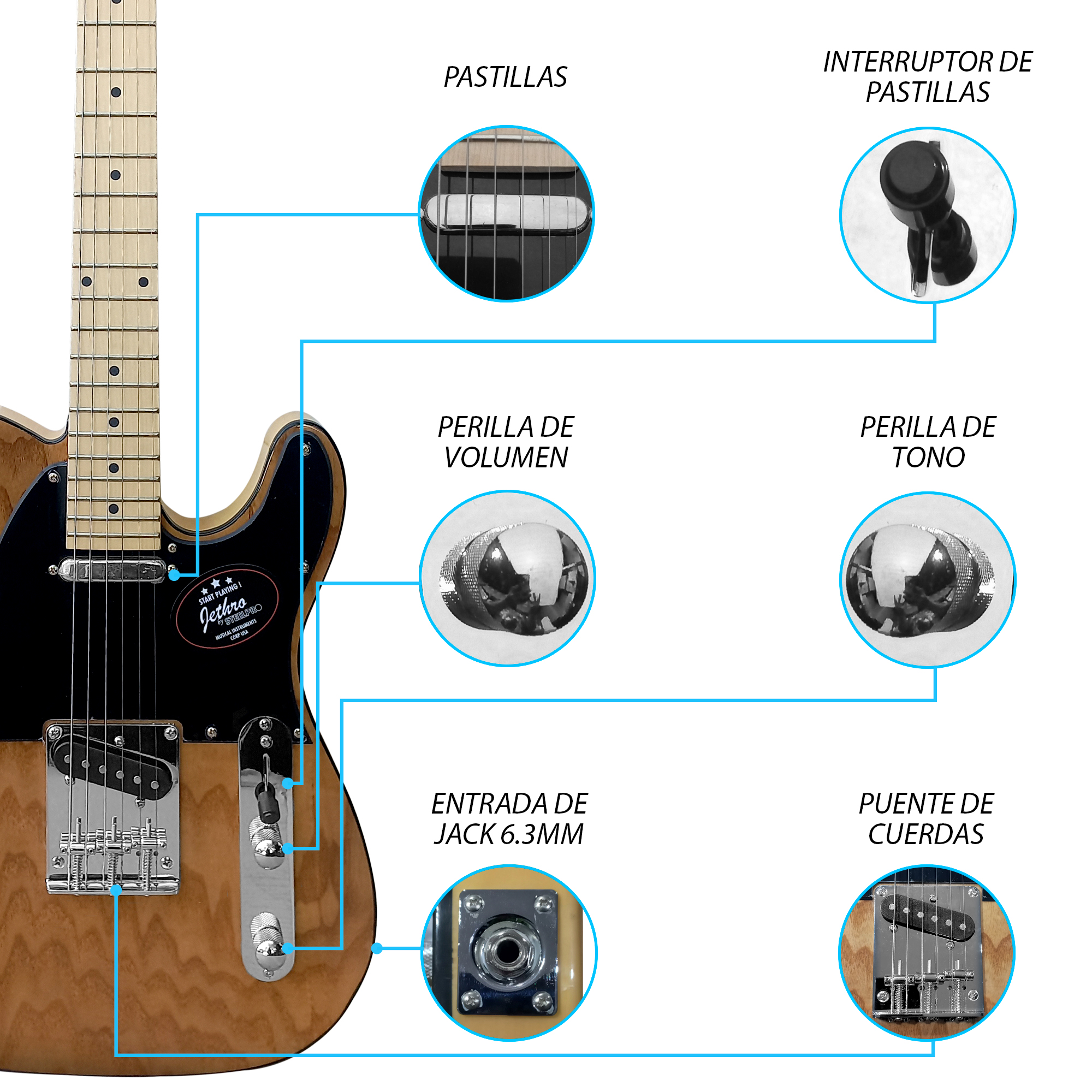 Foto 4 pulgar | Paquete Guitarra Eléctrica Series Jethro By Steelpro 033