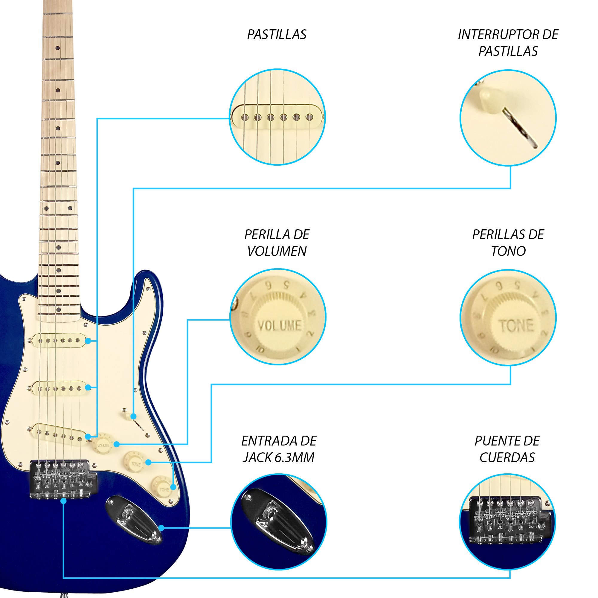 Foto 4 pulgar | Paquete Guitarra Eléctrica Jethro Series By  Steelpro 026 Orientación De La Mano Diestro