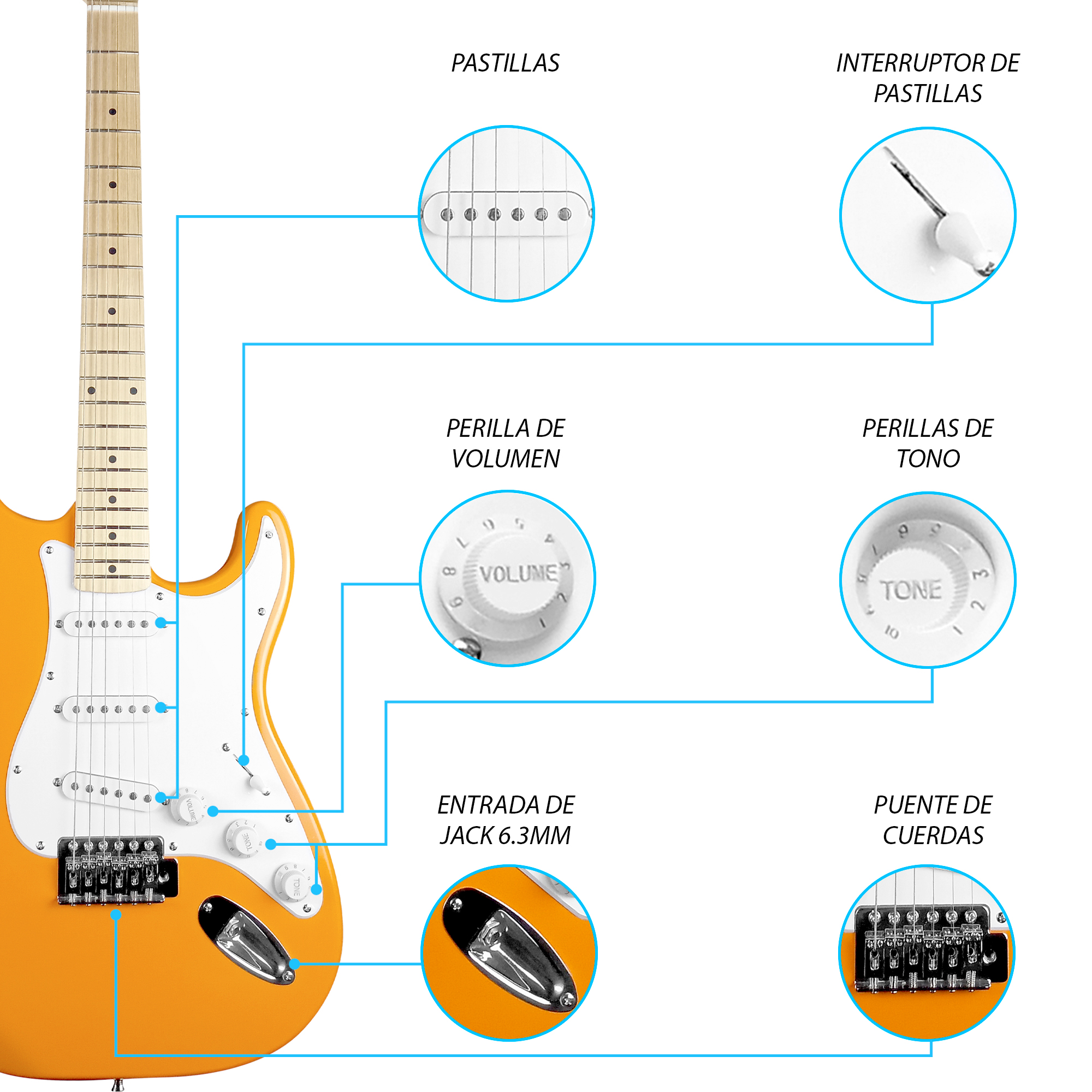 Foto 4 pulgar | Guitarra Eléctrica Diestro Basswood Jethro Series Steelpro 020sk 2023 Stratocaster