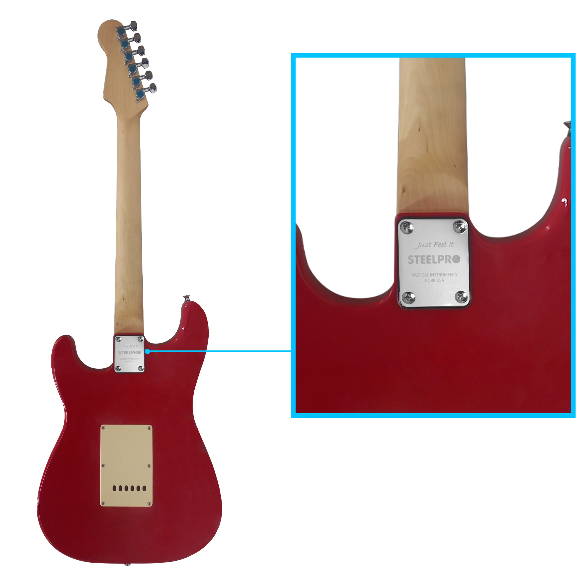 Foto 5 pulgar | Paquete Guitarra Eléctrica Series Jethro by Steelpro 046-SK Rojo Material del Diapasón Maple