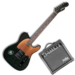 Paquete Guitarra Electrica Series Jethro By Steelpro 063-sk Color Aaa Flamed Black/white Material Del Diapasón Álamo