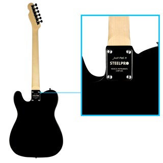 Foto 5 | Paquete Guitarra Electrica Series Jethro By Steelpro 063-sk Color Aaa Flamed Black/white Material Del Diapasón Álamo