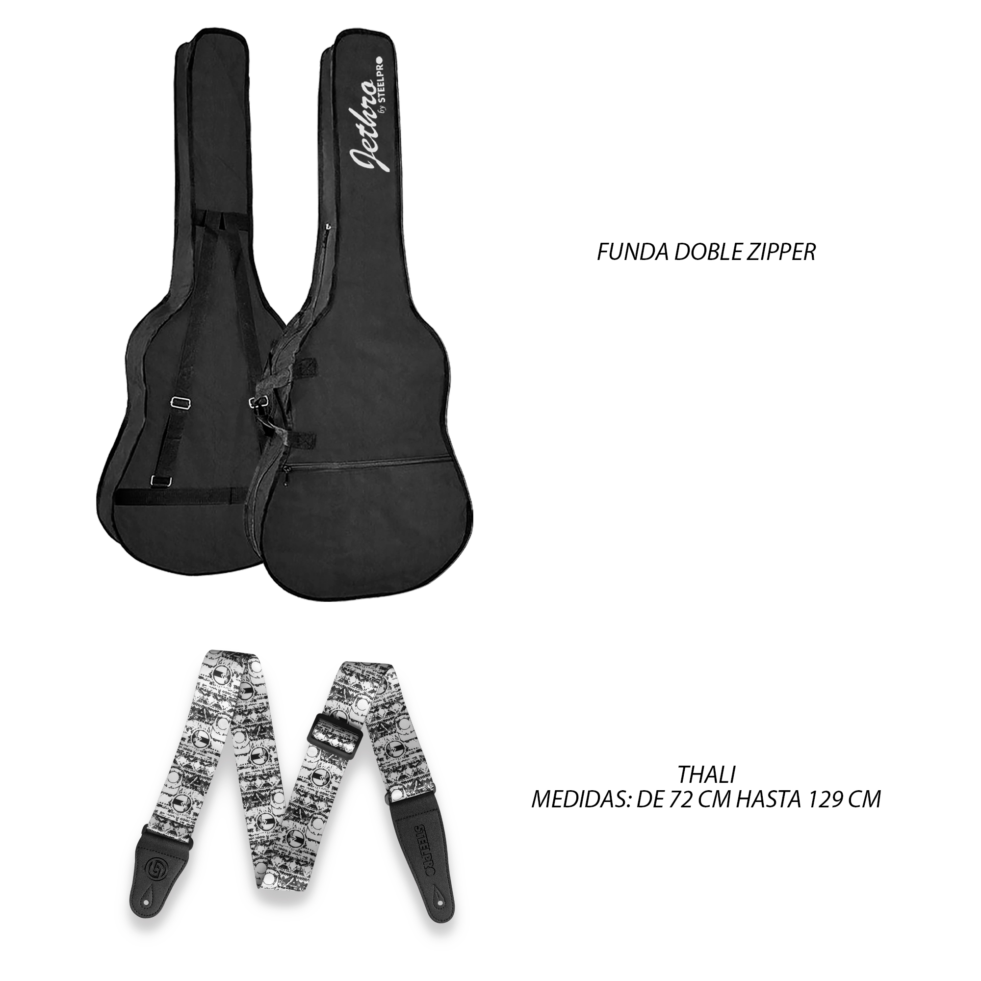 Foto 4 pulgar | Paquete Guitarra Electrica Series Jethro By Steelpro 053-sk Color Negro Material Del Diapasón Álamo Negro Laminado