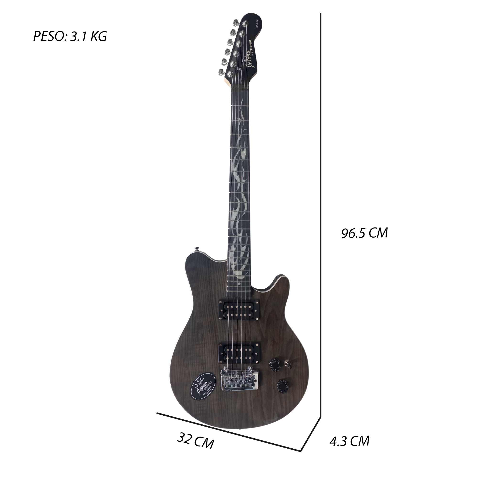 Foto 5 | Paquete Guitarra Eléctrica Series Jethro by Steelpro 054-SK Negro Venner Material del Diapasón Álamo Negro Laminado