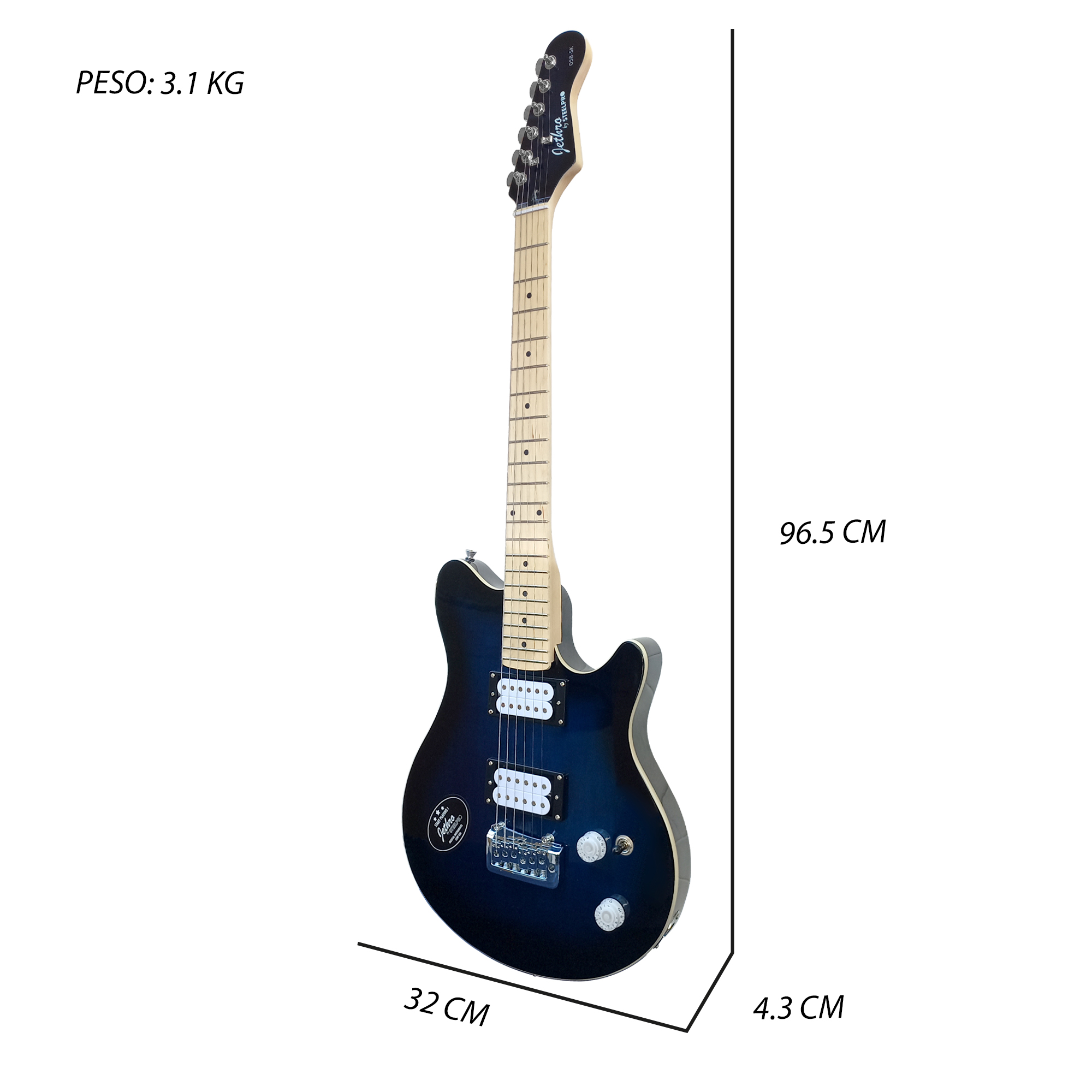 Foto 5 pulgar | Guitarra Eléctrica Steelpro Jethro 058-sk Flamed Blue Burst