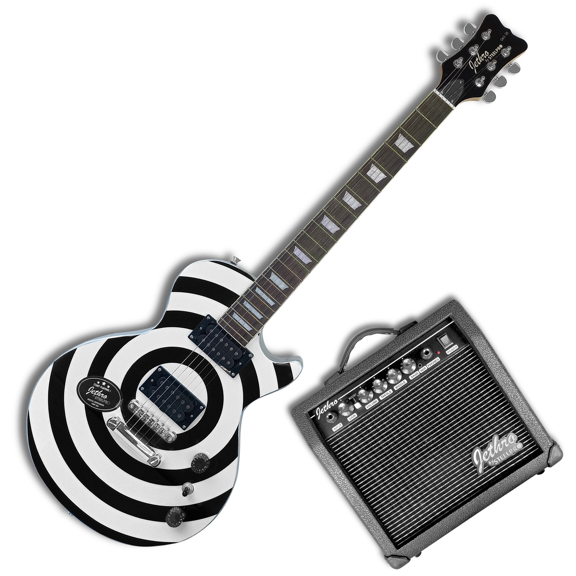 Paquete Guitarra Electrica Jethro Series By Steelpro 065-sk Color Decal Silver Body Material Del Diapasón Álamo