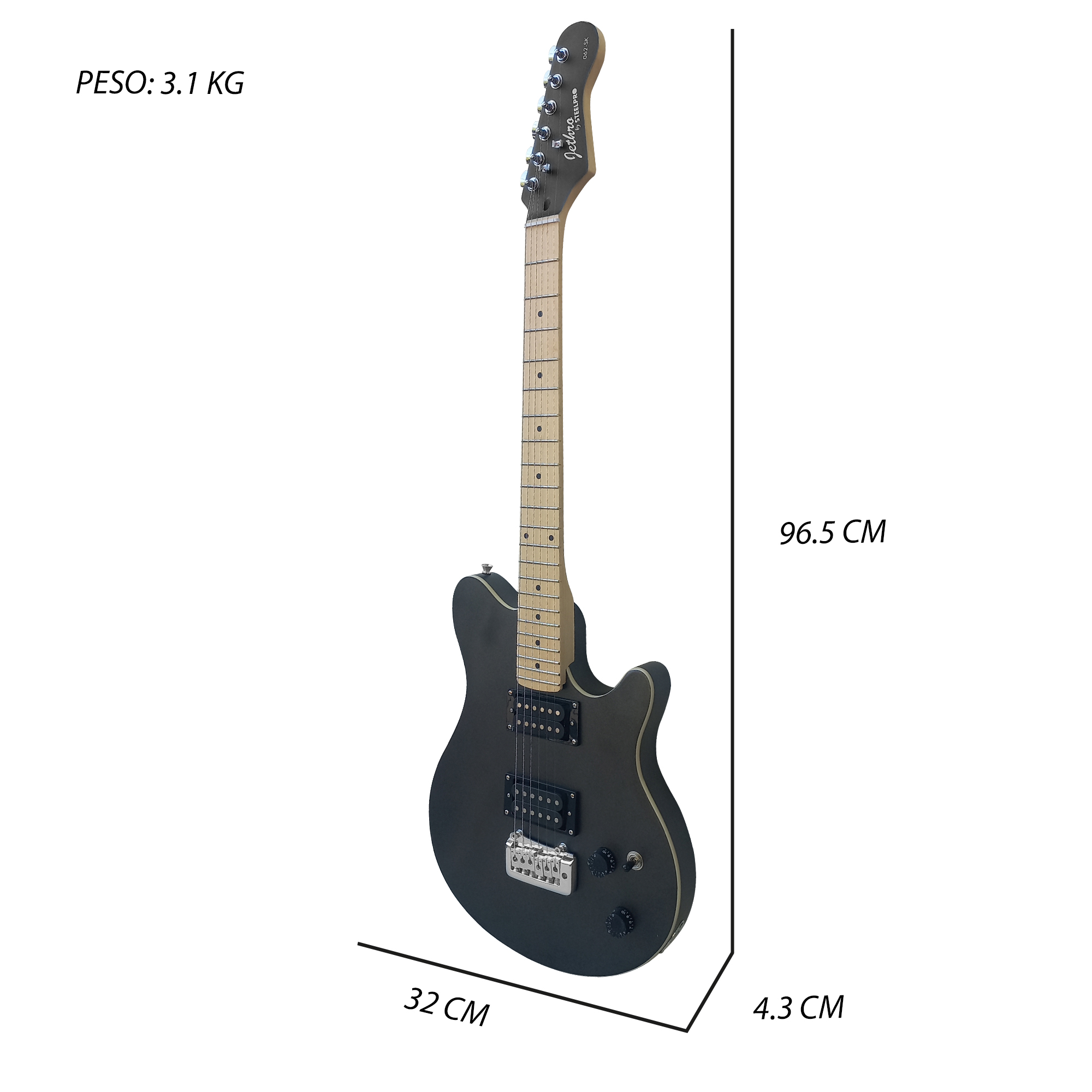 Foto 6 pulgar | Paquete Guitarra Electrica Series Jethro By Steelpro 062-sk Color Black Satin Silver Powder Material