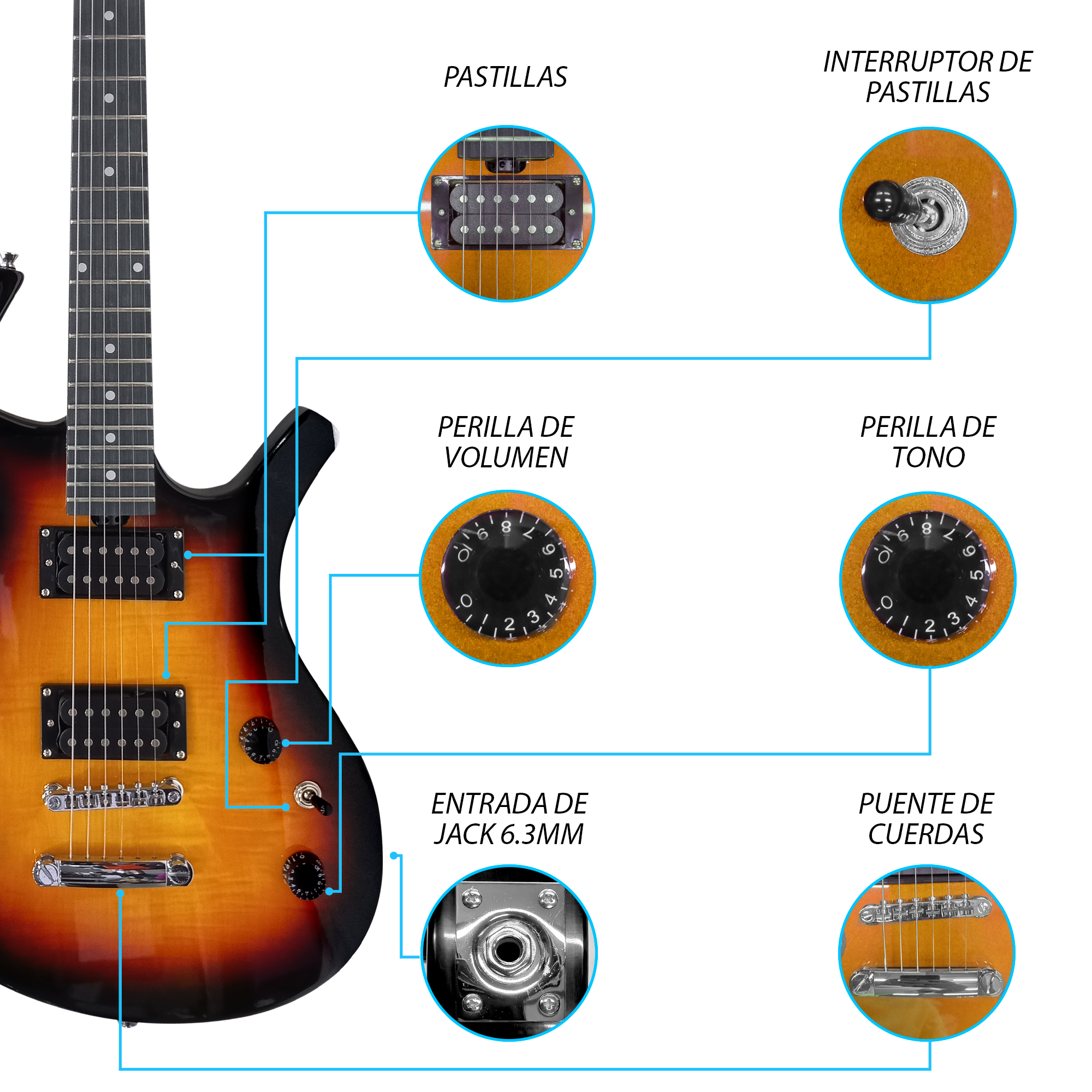 Foto 2 | Paquete Guitarra Eléctrica Jethro Series by Steelpro 038 Maple Material del Diapasón Flamed 3 Tone