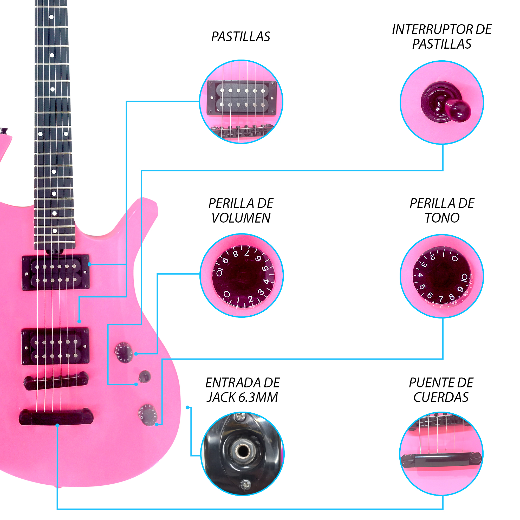 Foto 4 pulgar | Paquete Guitarra Eléctrica Jethro Series by Steelpro 040-SK