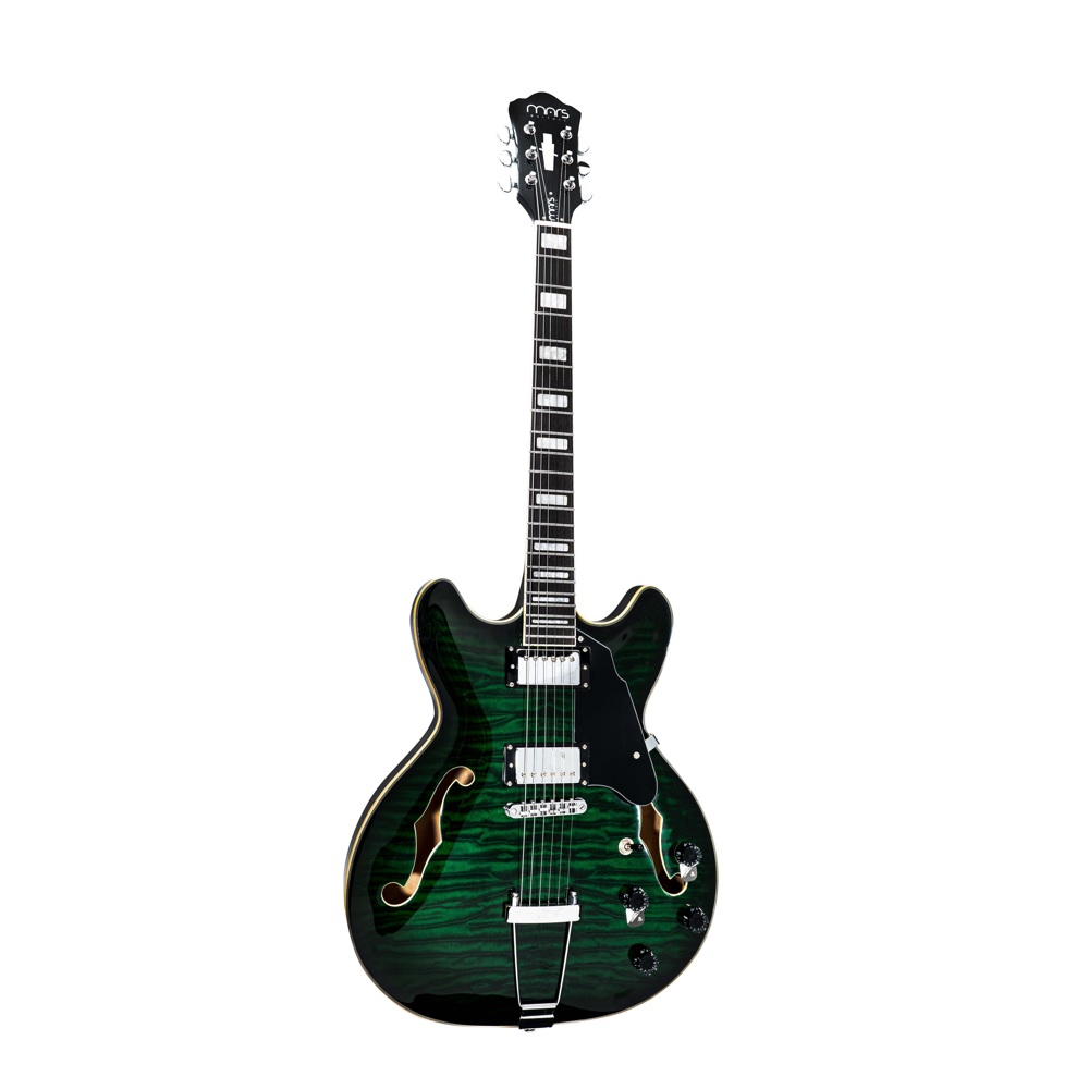 Guitarra Eléctrica 6 Cuerdas Mars Hollowbody 335 Custom Grn