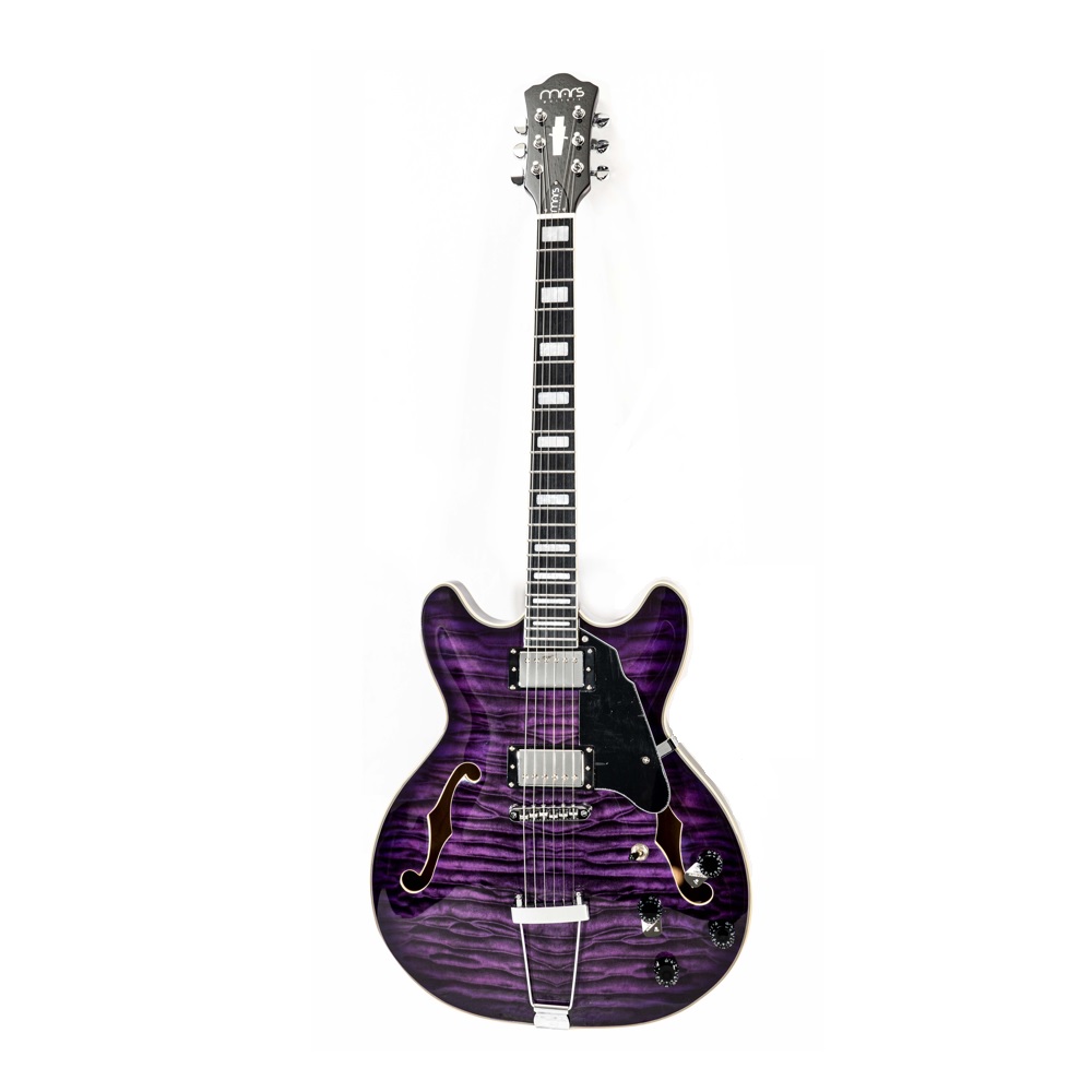 Guitarra Eléctrica 6 Cuerdas Mars Hollowbody 335 Custom Purple