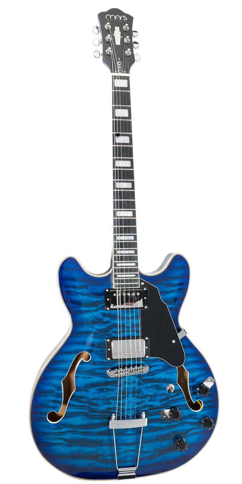 Guitarra Eléctrica 6 Cuerdas Mars Hollowbody 335 Custom Blue