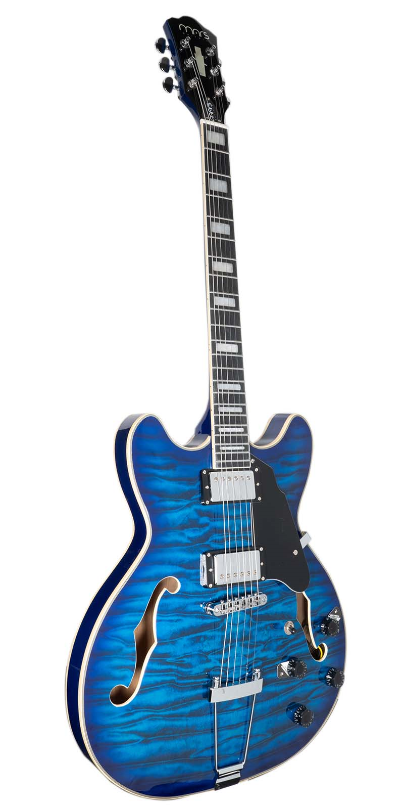 Foto 4 pulgar | Guitarra Eléctrica 6 Cuerdas Mars Hollowbody 335 Custom Blue