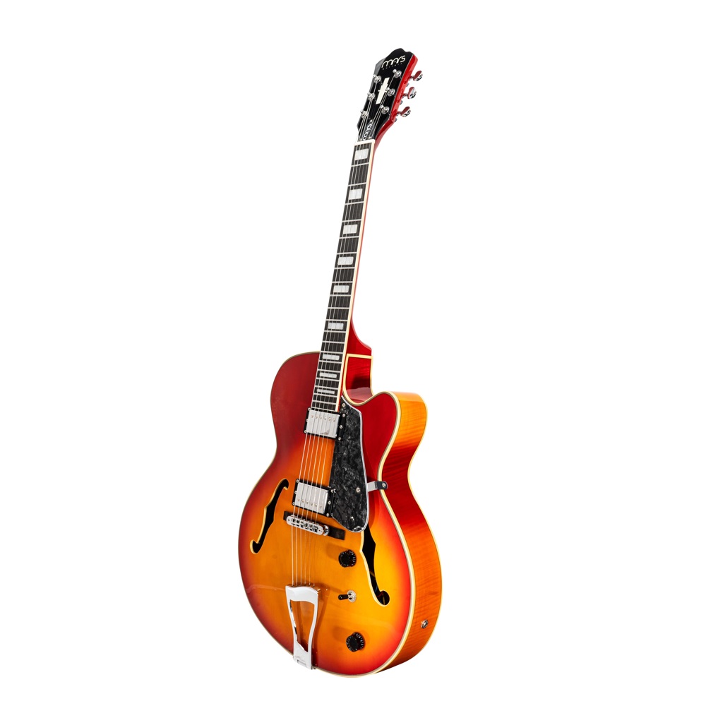 Foto 3 pulgar | Guitarra Eléctrica 6 Cuerdas Mars Modelo Archtop Cherry Sunburst