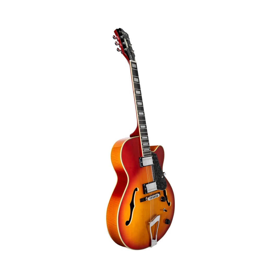 Foto 4 pulgar | Guitarra Eléctrica 6 Cuerdas Mars Modelo Archtop Cherry Sunburst