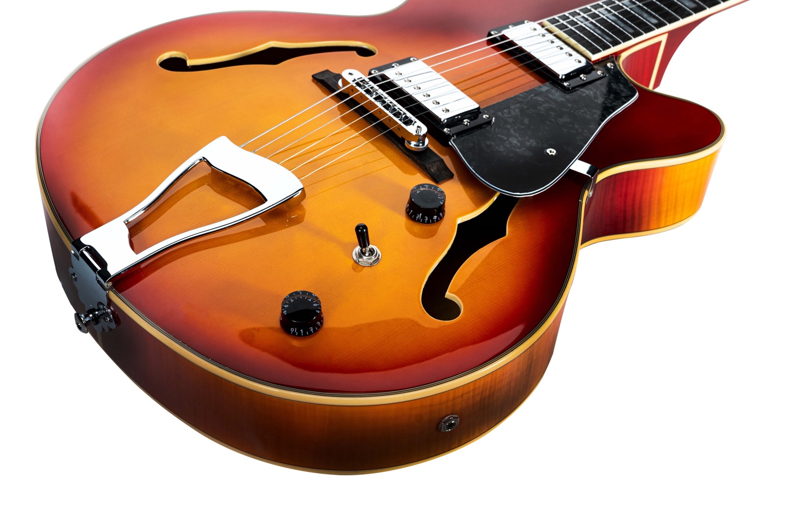 Foto 7 pulgar | Guitarra Eléctrica 6 Cuerdas Mars Modelo Archtop Cherry Sunburst