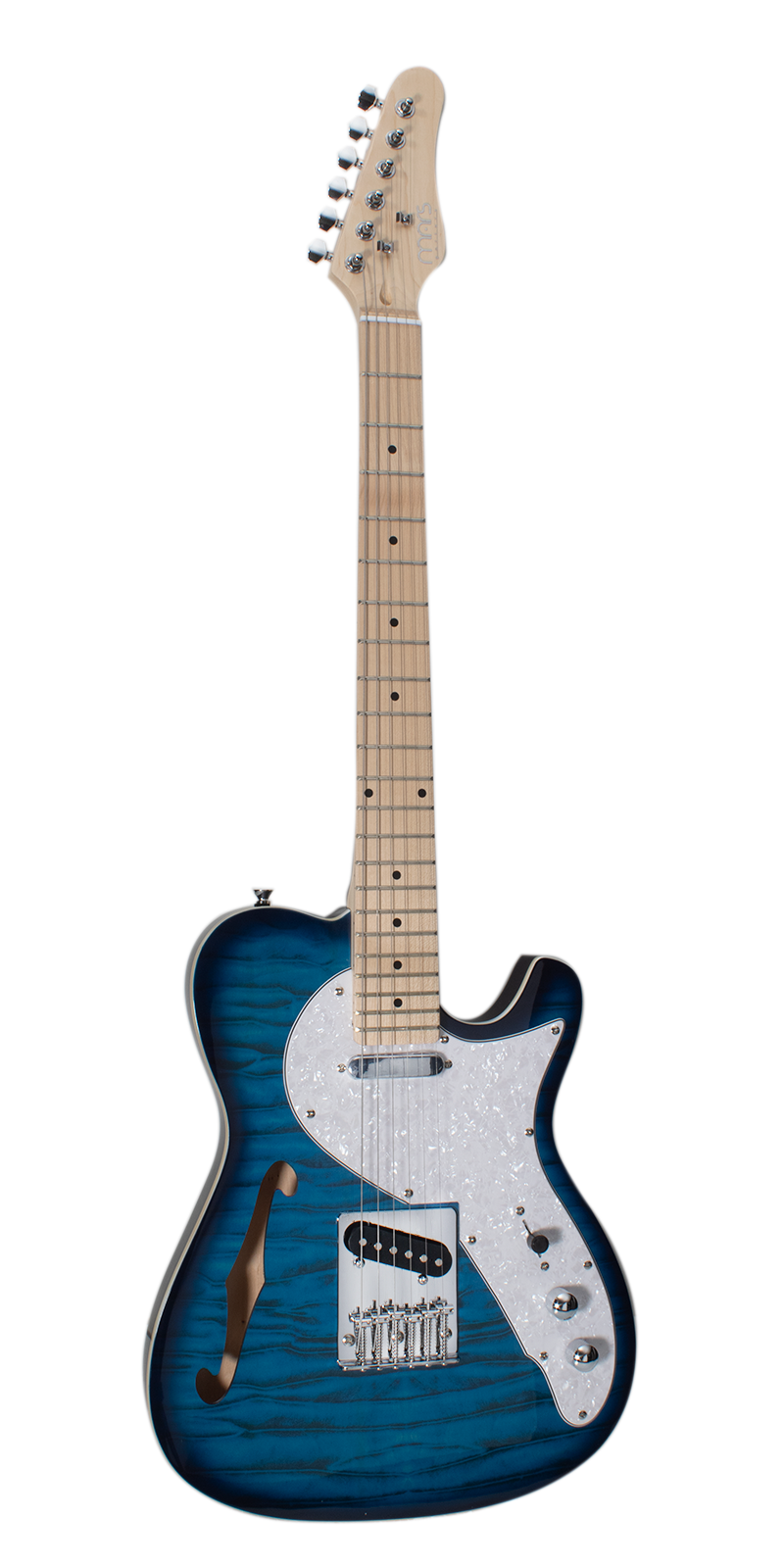 Foto 2 pulgar | Guitarra Eléctrica 6 Cuerdas Mars Telecaster Hollowbody Blue
