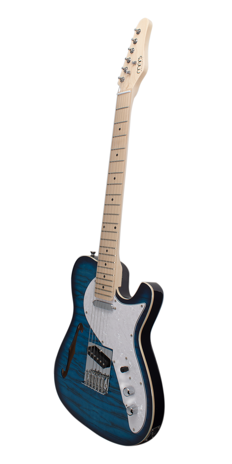 Foto 3 pulgar | Guitarra Eléctrica 6 Cuerdas Mars Telecaster Hollowbody Blue