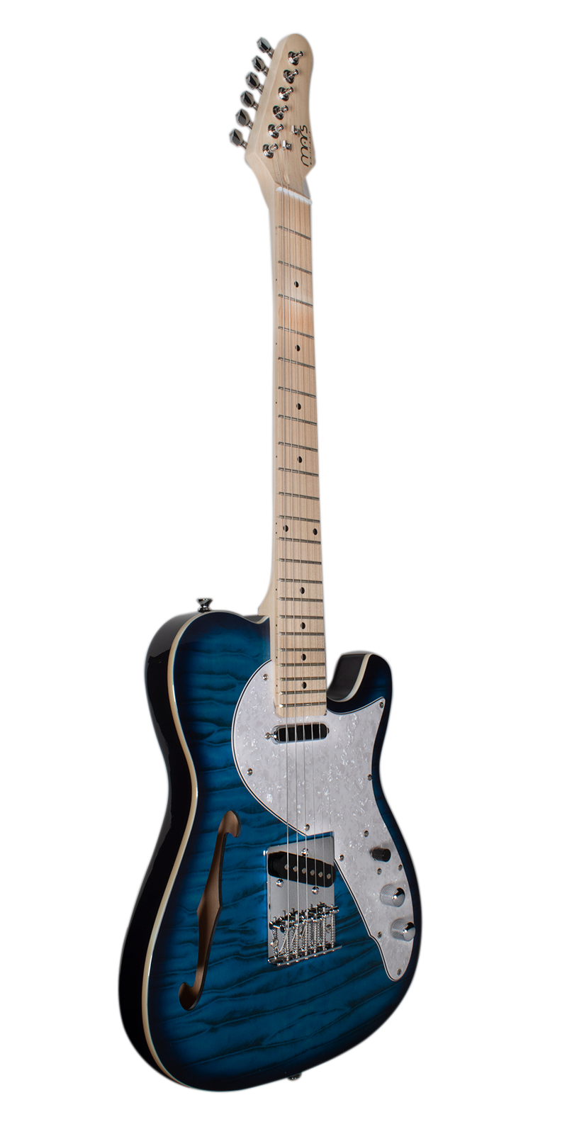 Foto 4 pulgar | Guitarra Eléctrica 6 Cuerdas Mars Telecaster Hollowbody Blue