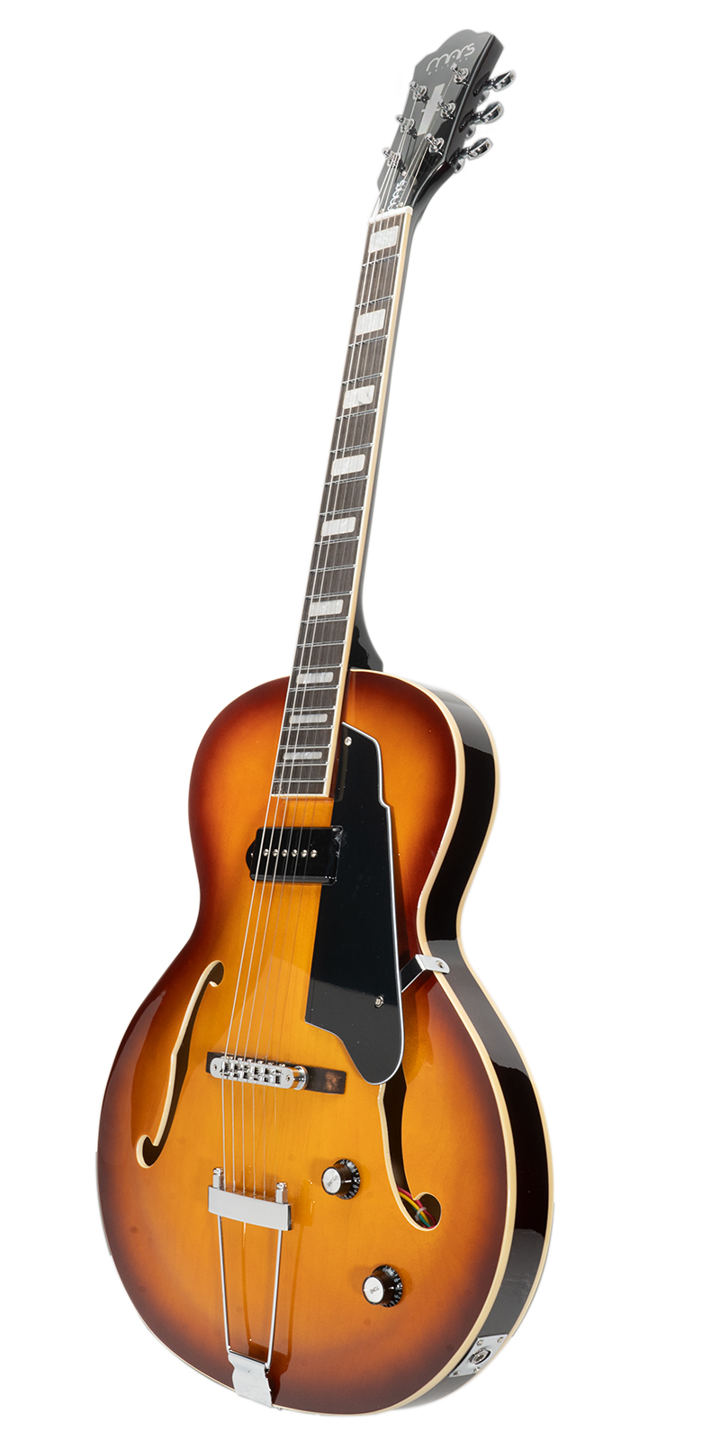 Foto 4 pulgar | Guitarra Eléctrica 6 Cuerdas Mars Archtop P90 Violin Sunburst