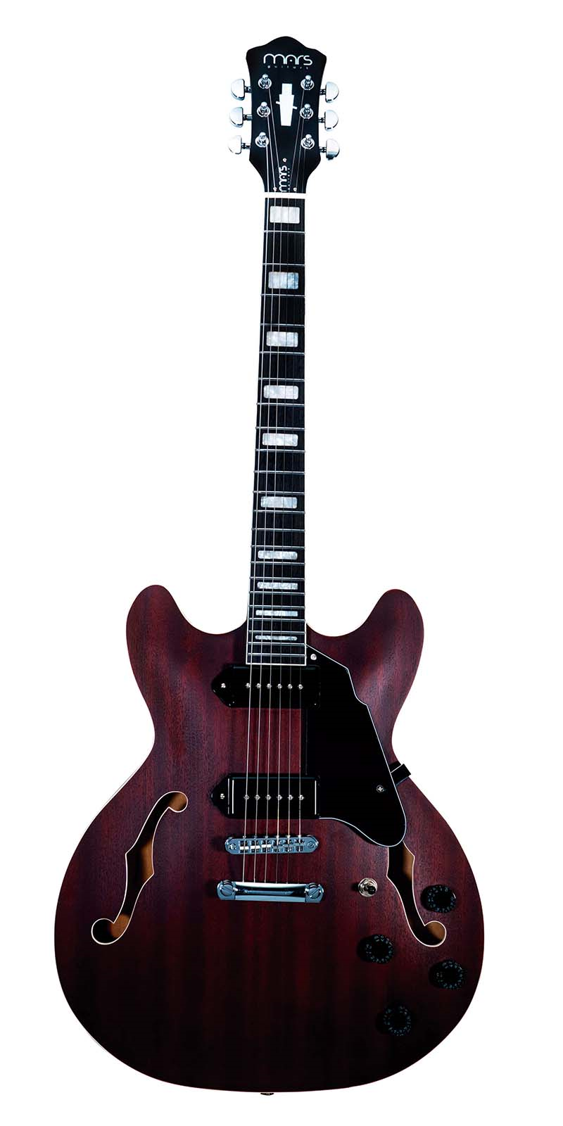 Foto 2 pulgar | Guitarra Eléctrica 6 Cuerdas Mars Hollowbody 335 P90 Satin Rojo
