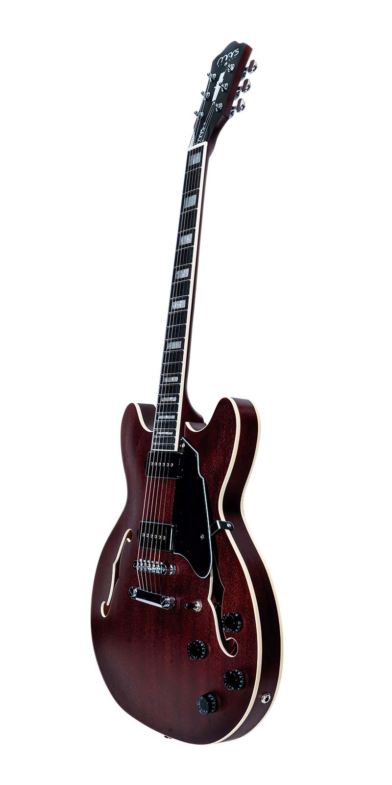 Foto 3 pulgar | Guitarra Eléctrica 6 Cuerdas Mars Hollowbody 335 P90 Satin Rojo