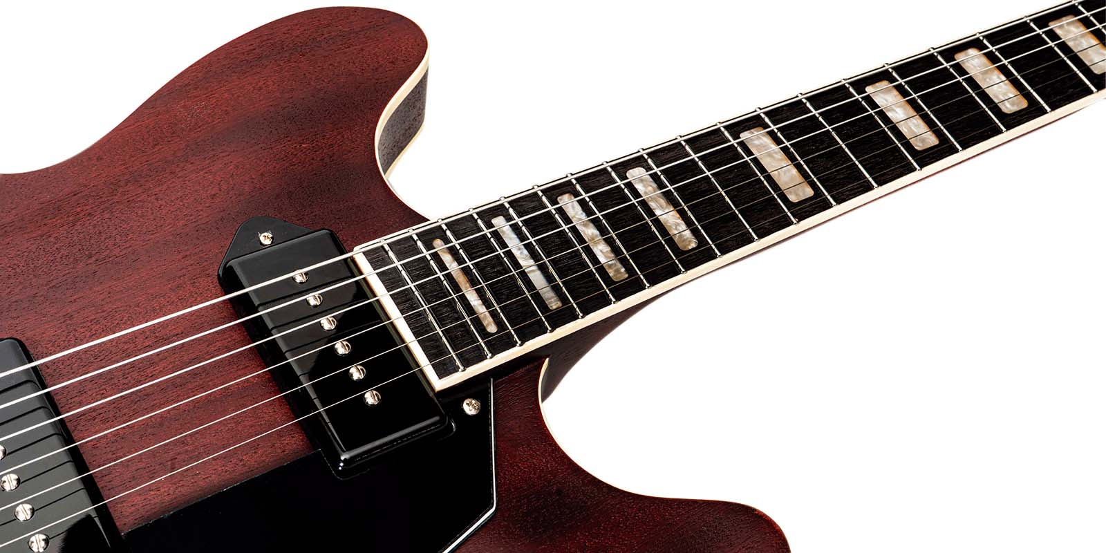Foto 8 pulgar | Guitarra Eléctrica 6 Cuerdas Mars Hollowbody 335 P90 Satin Rojo
