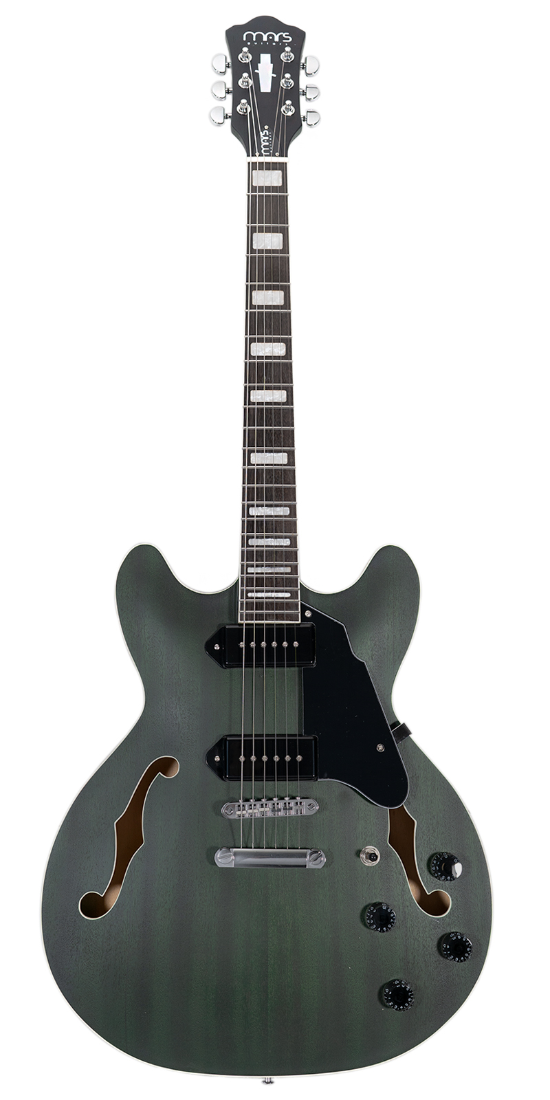 Foto 2 pulgar | Guitarra Eléctrica Mars 6 Cuerdas Hollowbody 335 P90 Satin Green