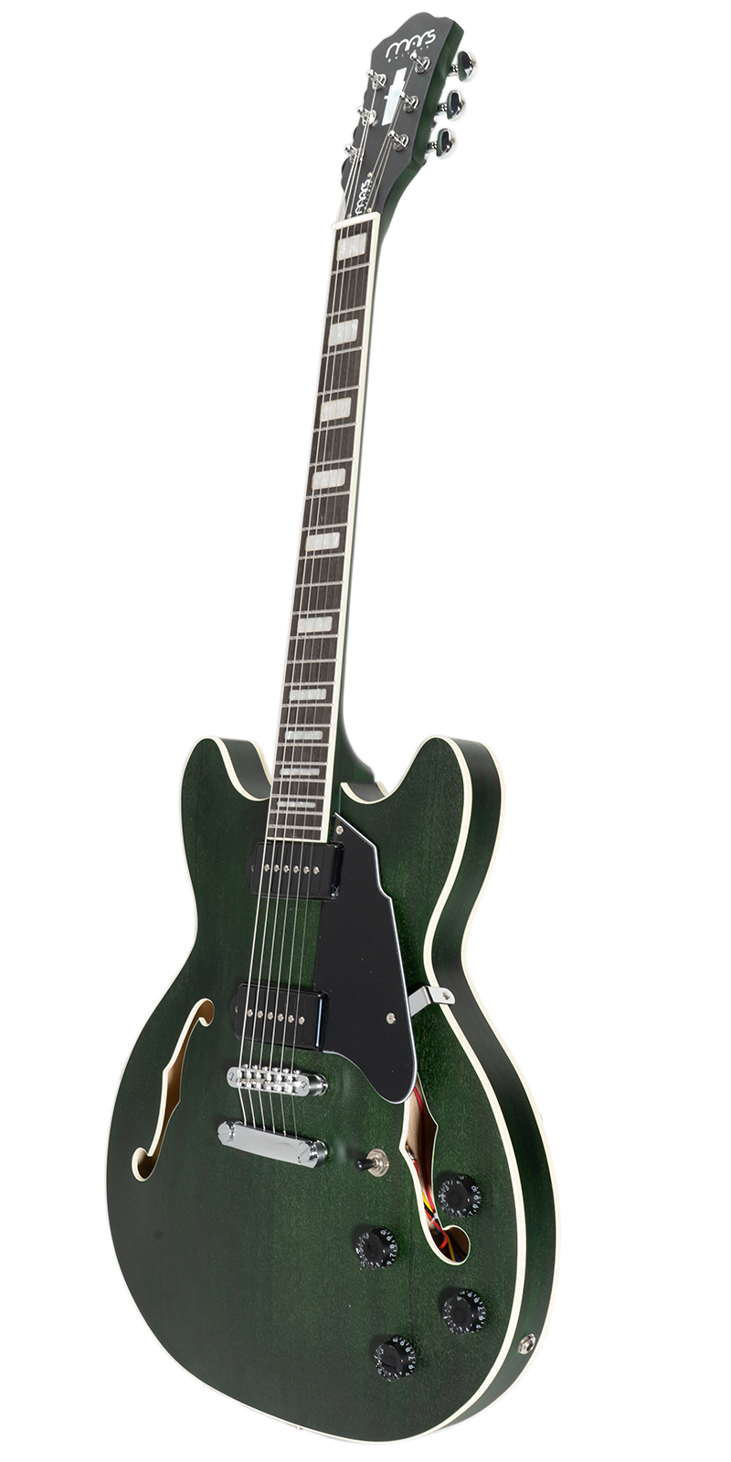 Foto 3 pulgar | Guitarra Eléctrica Mars 6 Cuerdas Hollowbody 335 P90 Satin Green
