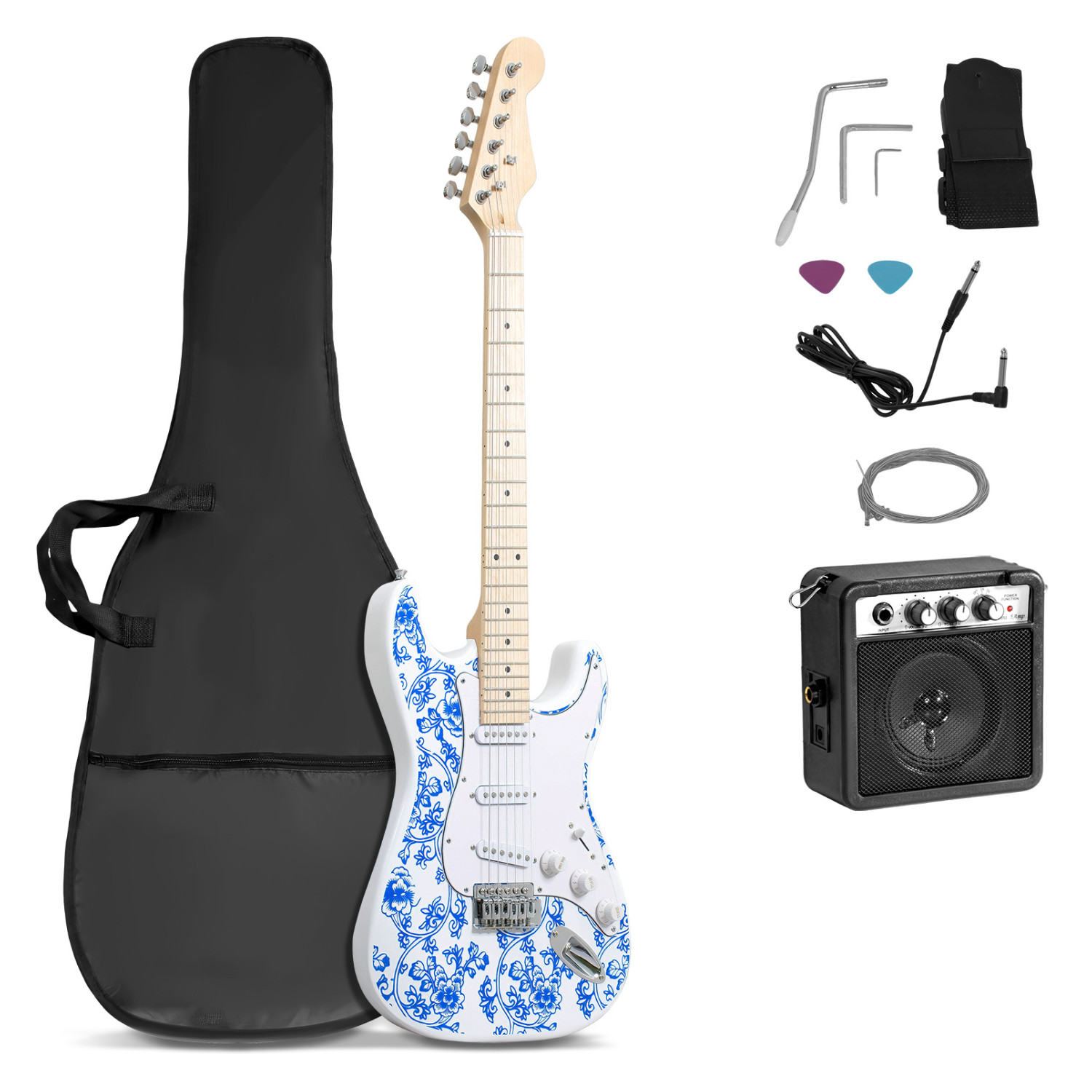 Foto 2 pulgar | Guitarra Eléctrica Audiotek Blanco + Amplificador 9v 5a