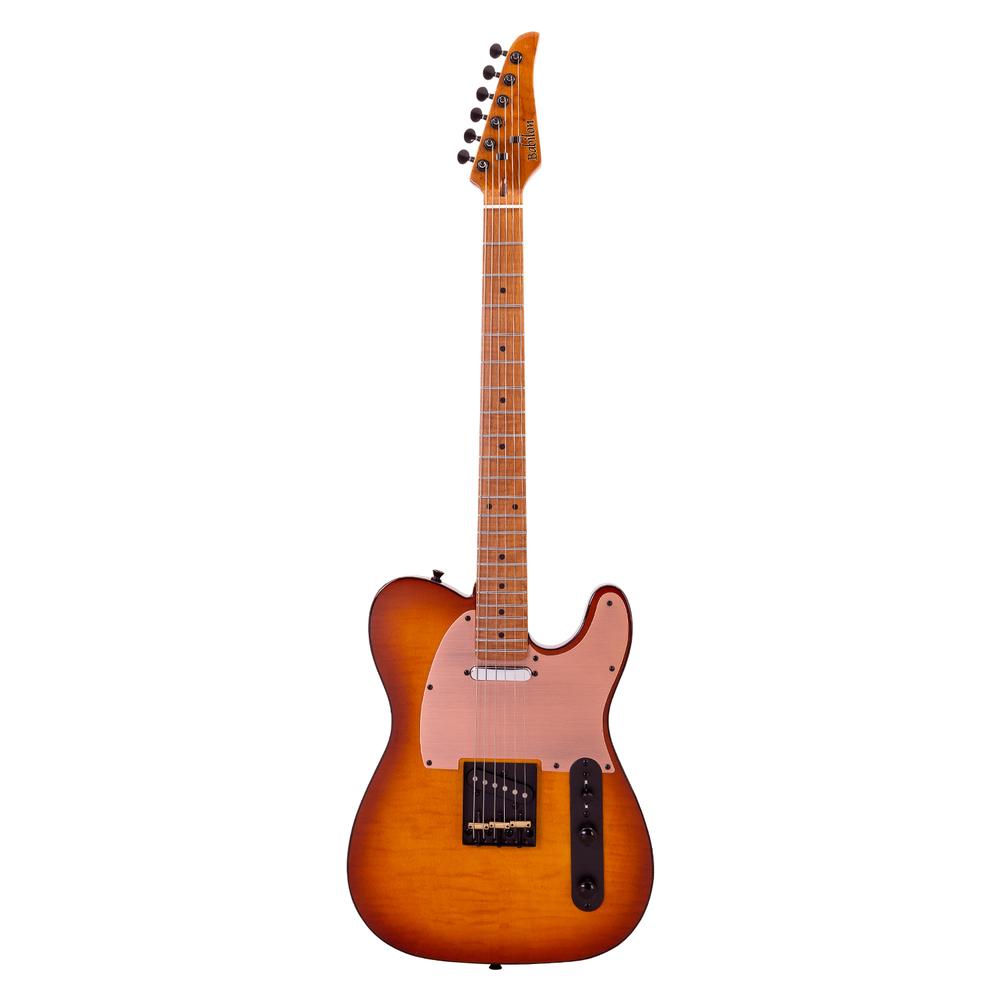 Guitarra Eléctrica Serie Unique Color Amarillo Atigrado Con Case Sky - Ty Babilon