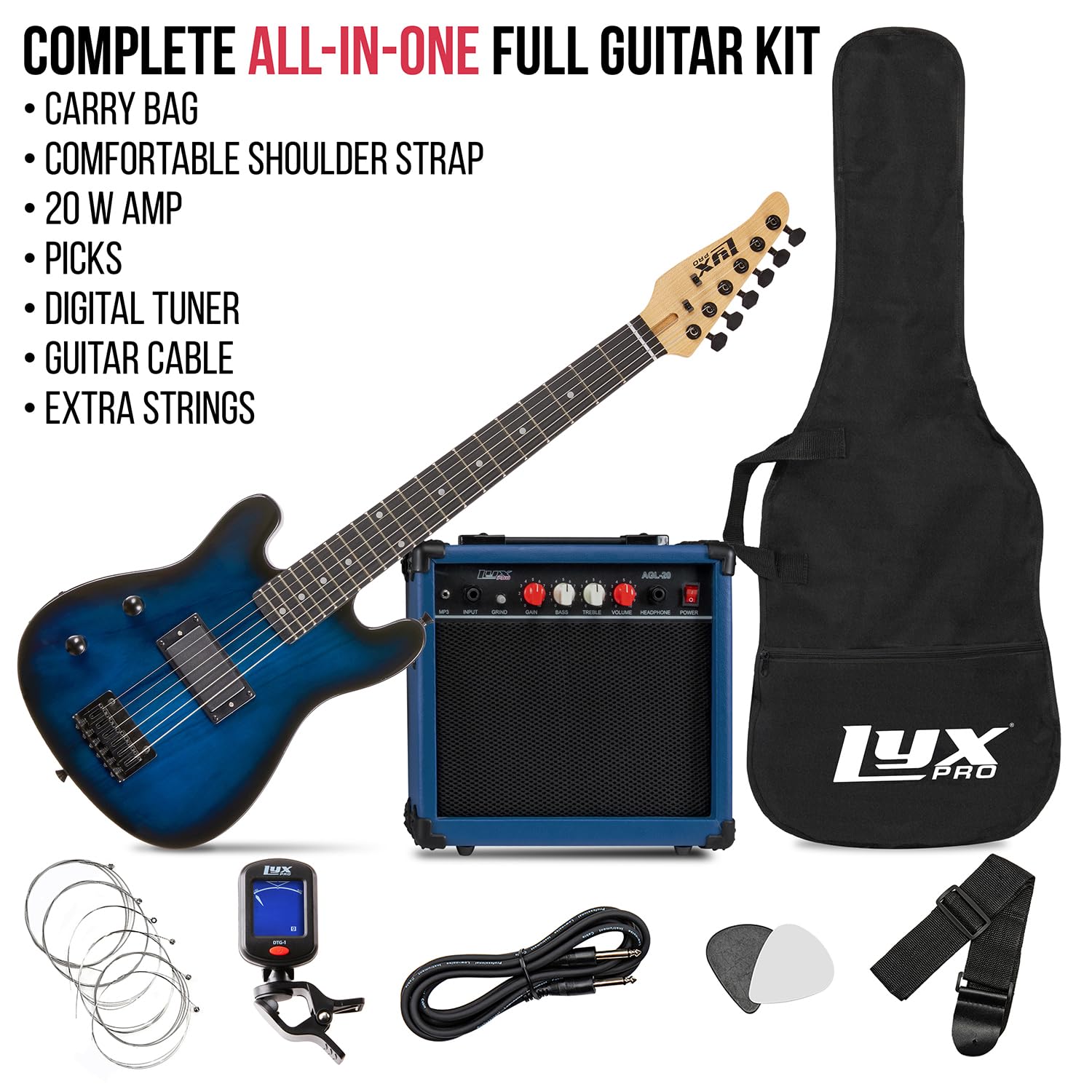 Foto 3 pulgar | Kit De Guitarra Eléctrica Lyxpro Left Hand 30'' Para Niños Azul - Venta Internacional.