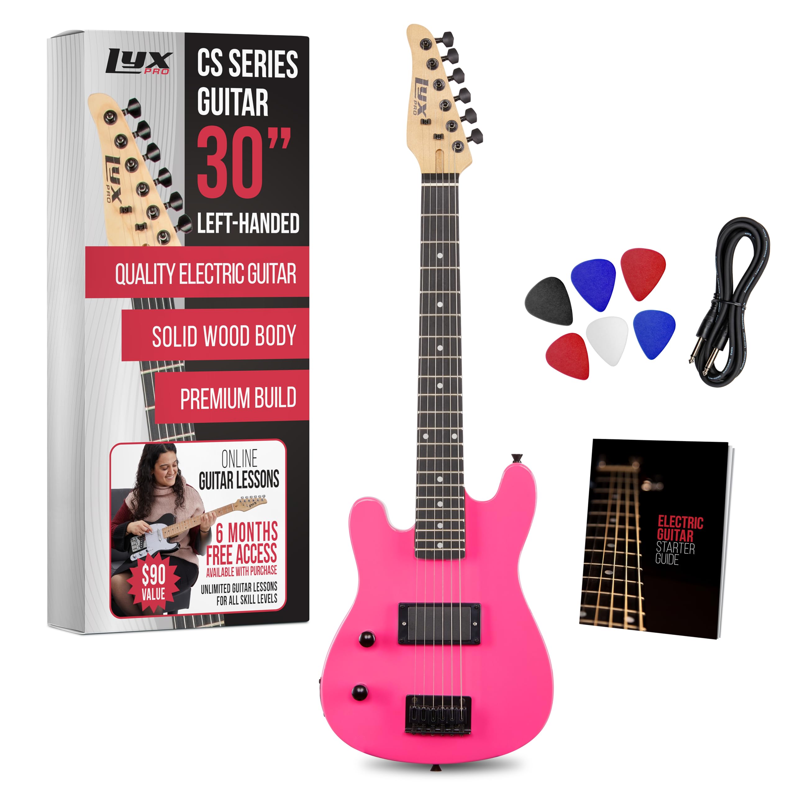 Foto 2 pulgar | Guitarra Eléctrica Lyxpro Cs 30» Left Hand Para Principiante Rosa - Venta Internacional.