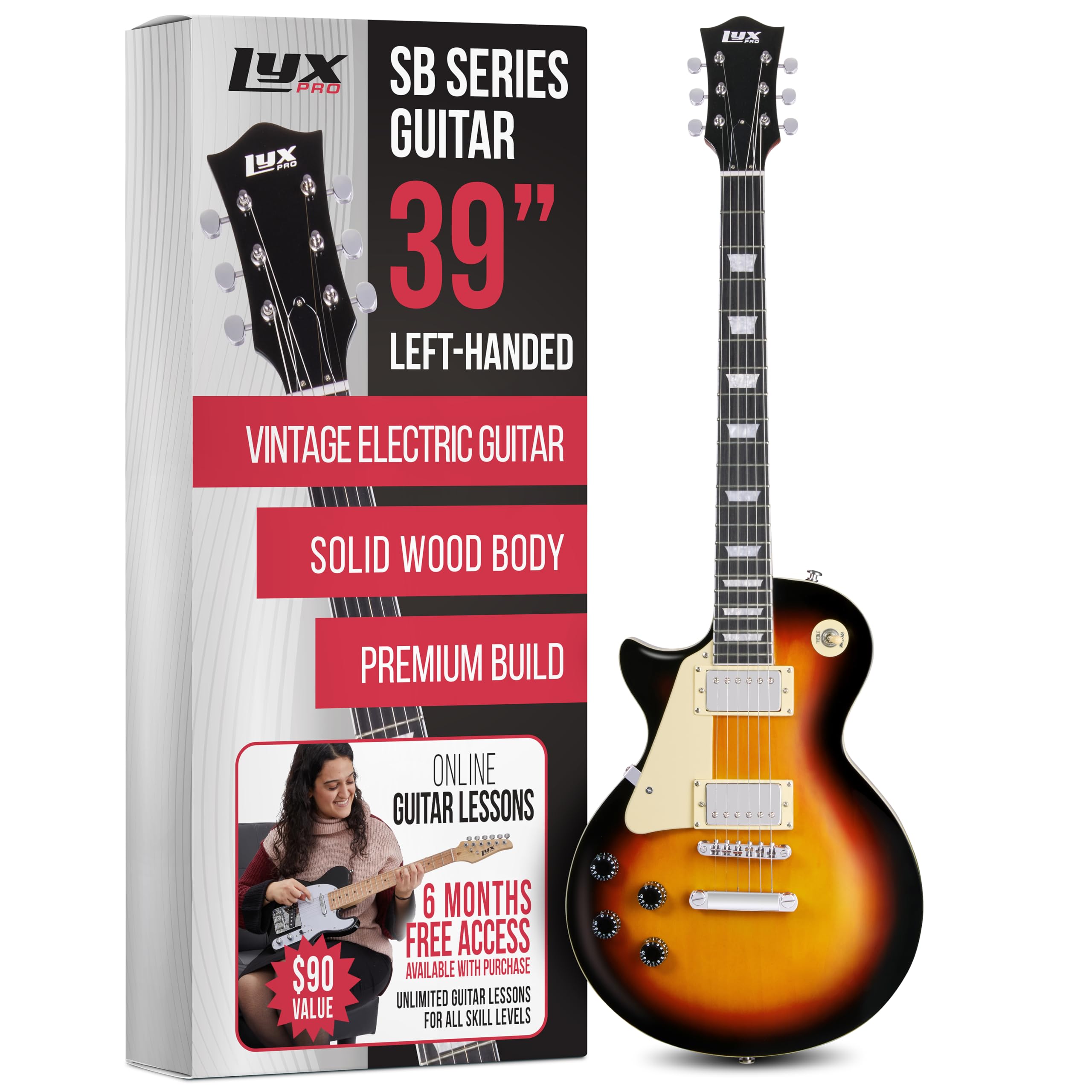 Foto 1 | Guitarra Eléctrica Lyxpro Sb Series Left Hand 39'' Sunburst - Venta Internacional.