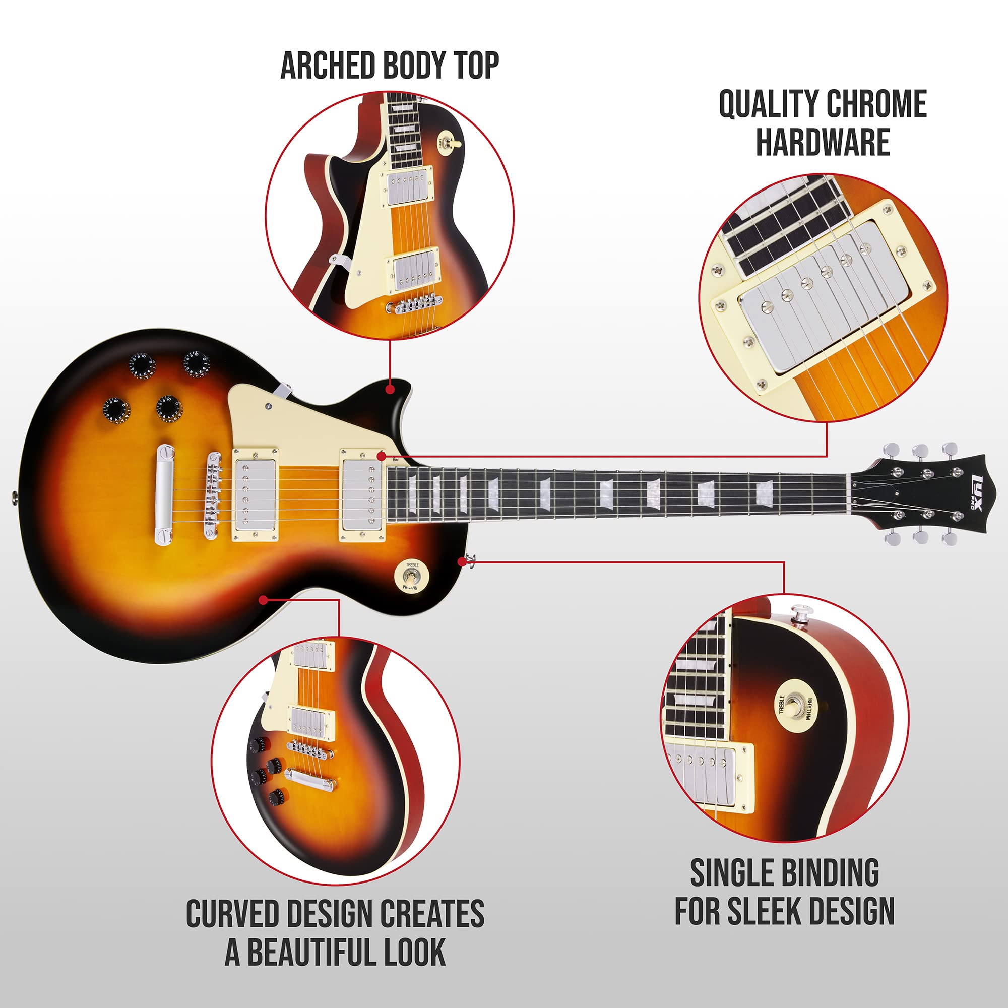Foto 5 pulgar | Guitarra Eléctrica Lyxpro Sb Series Left Hand 39'' Sunburst - Venta Internacional.