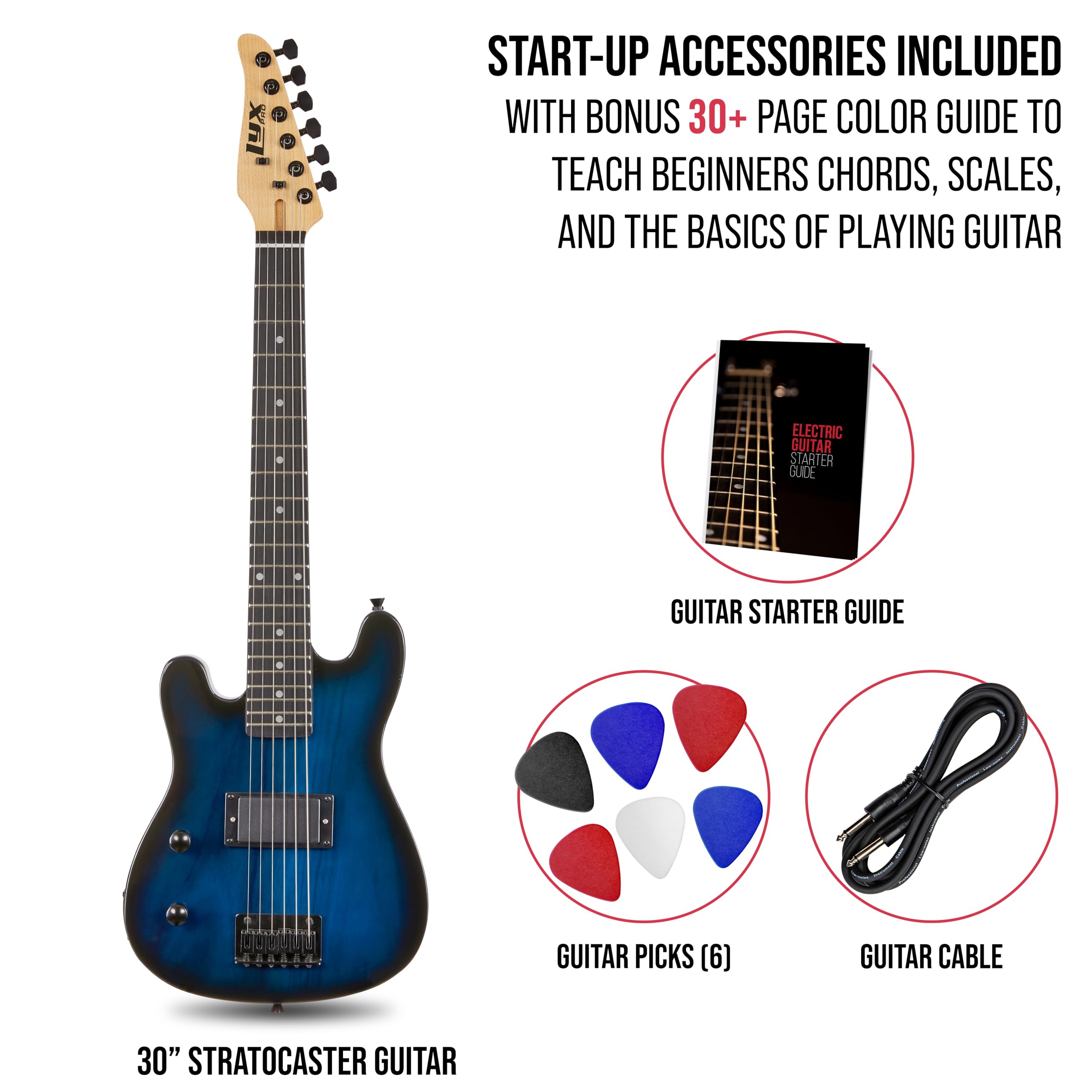 Foto 3 pulgar | Guitarra Eléctrica Lyxpro Cs 30» Para Mano Izquierda Con Accesorios - Azul - Venta Internacional.