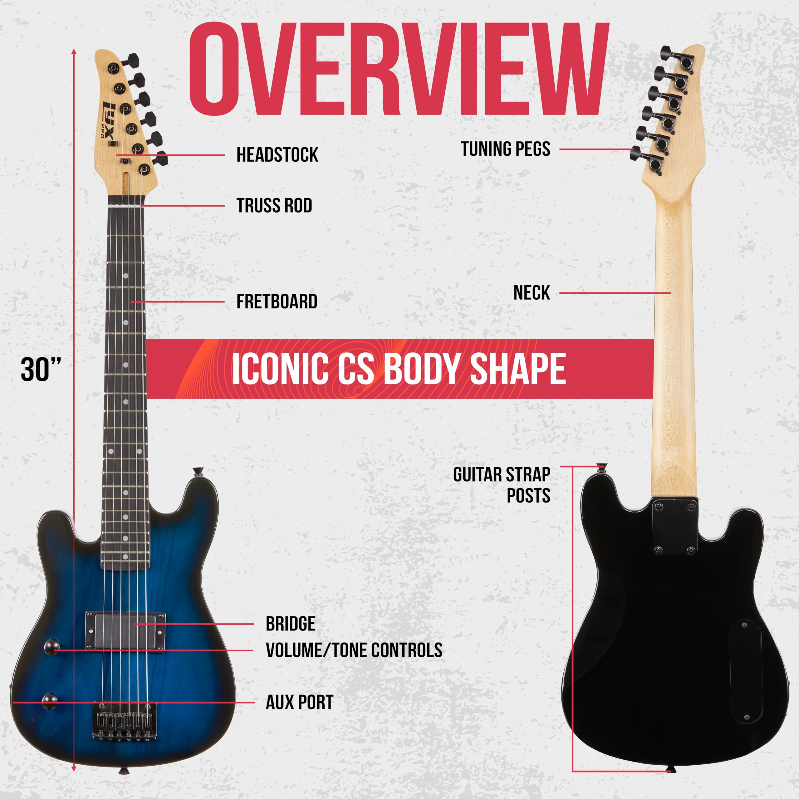 Foto 8 pulgar | Guitarra Eléctrica Lyxpro Cs 30» Para Mano Izquierda Con Accesorios - Azul - Venta Internacional.