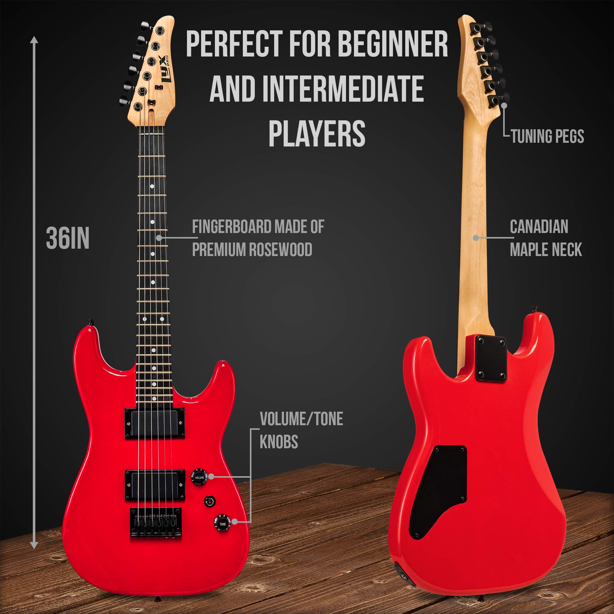 Foto 6 pulgar | Guitarra Eléctrica Lyxpro De 36 Pulgadas Con Kit Para Niños De Tamaño 3/4, Color Rojo - Venta Internacional.