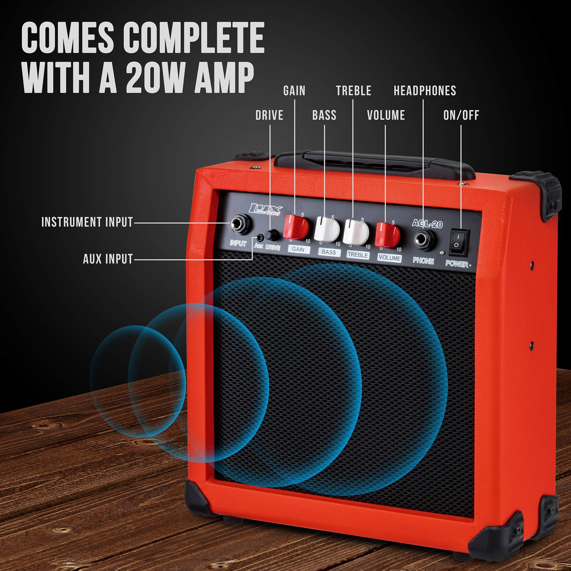Foto 7 pulgar | Guitarra Eléctrica Lyxpro De 36 Pulgadas Con Kit Para Niños De Tamaño 3/4, Color Rojo - Venta Internacional.