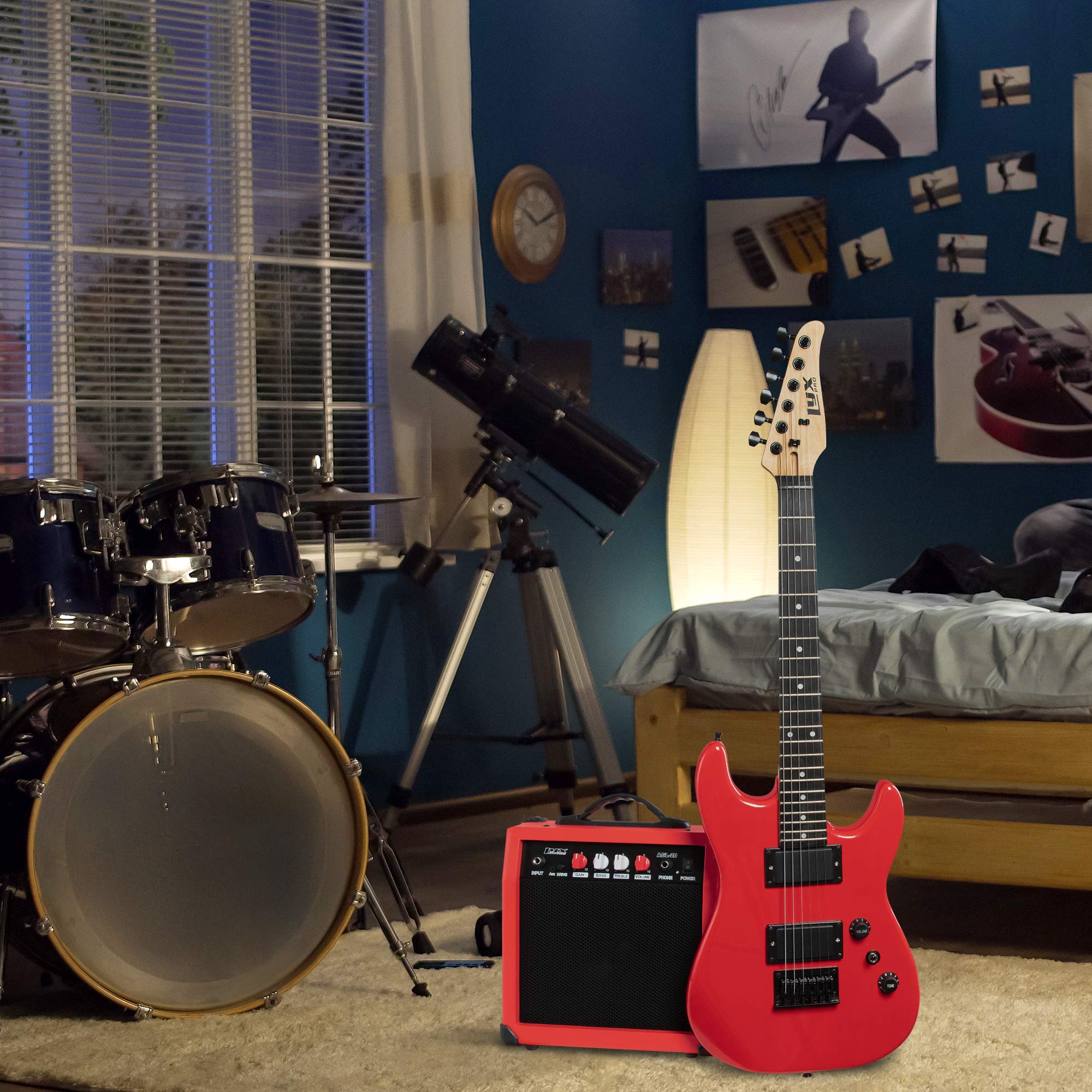 Foto 7 | Guitarra Eléctrica Lyxpro De 36 Pulgadas Con Kit Para Niños De Tamaño 3/4, Color Rojo - Venta Internacional.